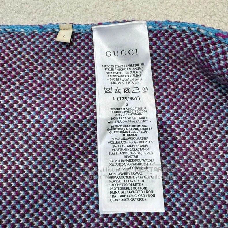 Gucci Gucci Blue double G full printed wool knitted short sleeve Size L / US 10 / IT 46 - 3 Thumbnail