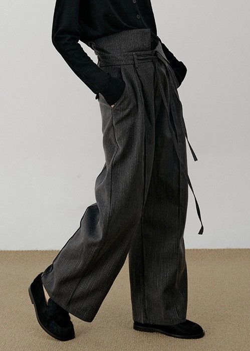 Japanese Brand × Vintage Cleanfit retro folded flap waist pinstriped pleated pants Size US 34 / EU 50 - 4 Thumbnail
