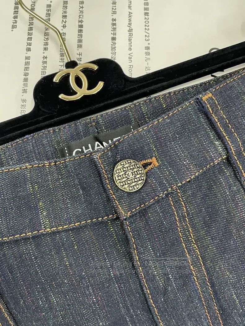 Chanel Chanel Dark blue denim wide-leg trousers Size 42" / US 20 - 2 Thumbnail