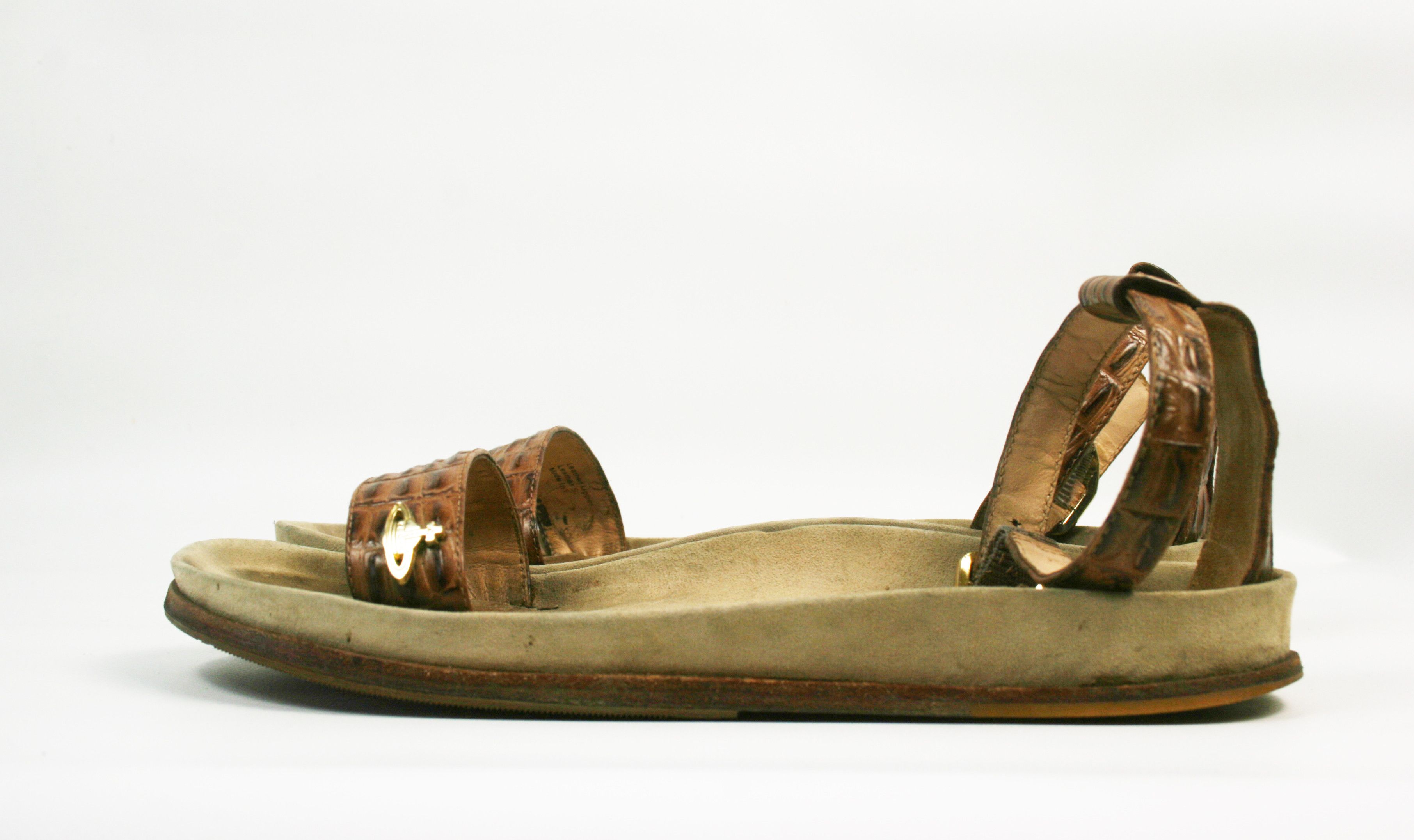 Vivienne Westwood 00S Orb Logo Faux Croco Leather Gladiator Sandals Y2K Size US 10 / IT 40 - 3 Thumbnail