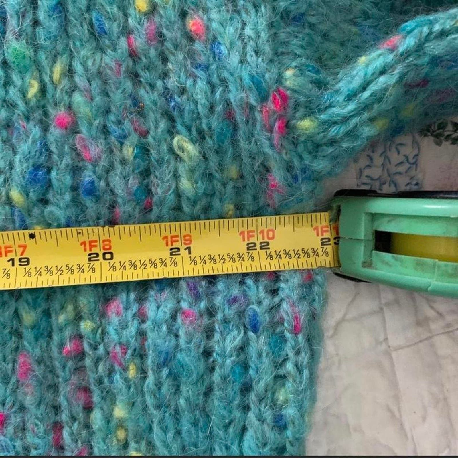 Other NWOT 90's Y2K FUZZY TURQUOISE TWEED WAIST LENGTH SWEATER Size ONE SIZE - 4 Thumbnail