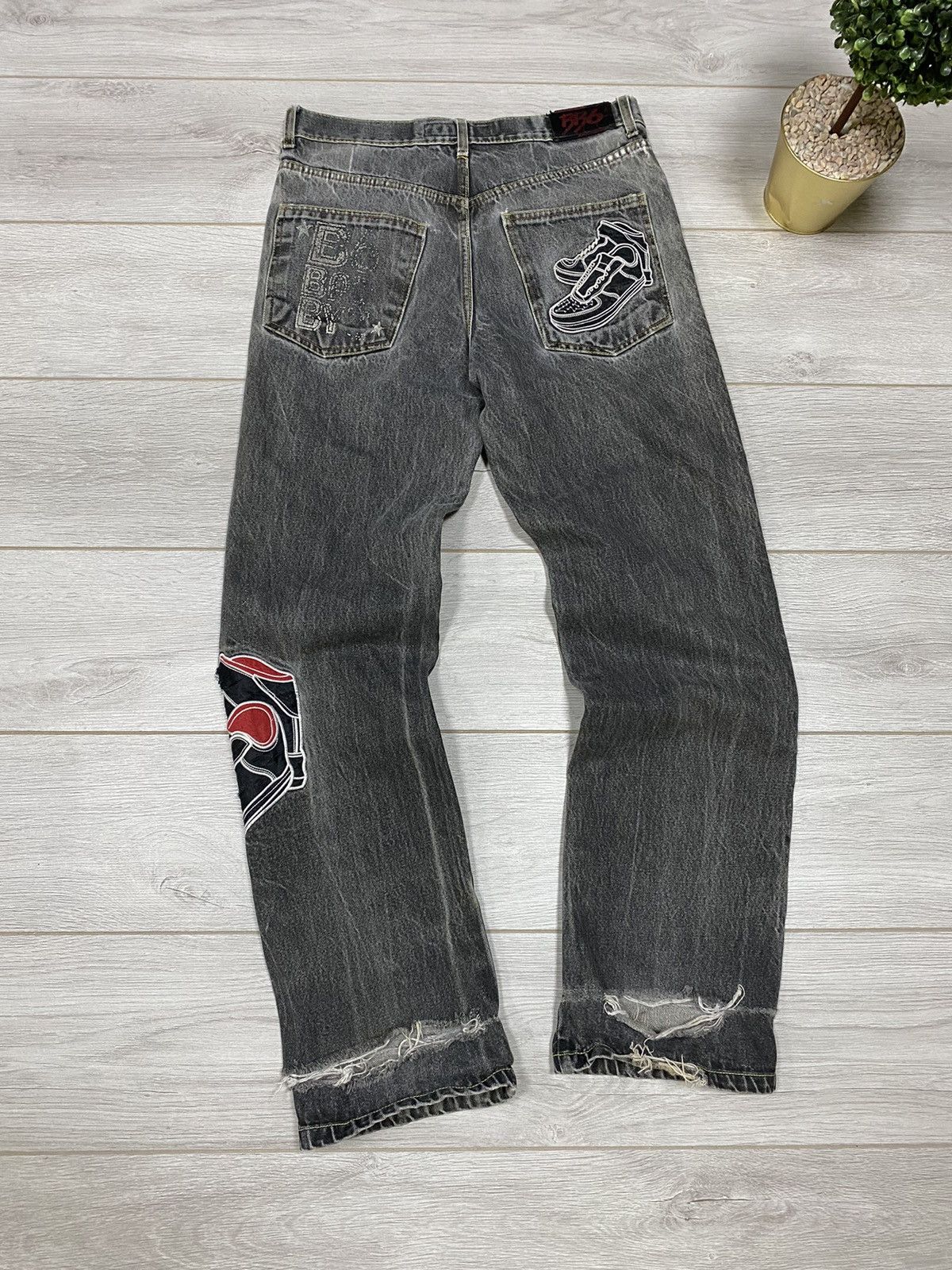 Vintage Jeans dirty Pants skate wide faded crashed y2k