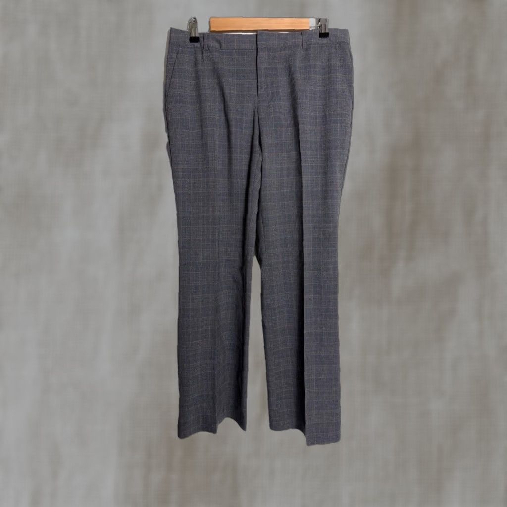 Banana Republic Banana Republic Pants Women 8S Martin-Fit Gray Plaid Cotton Knit Wool Blend Dress Pants Victoria? Size 30" / US 8 / IT 44 - 1 Thumbnail