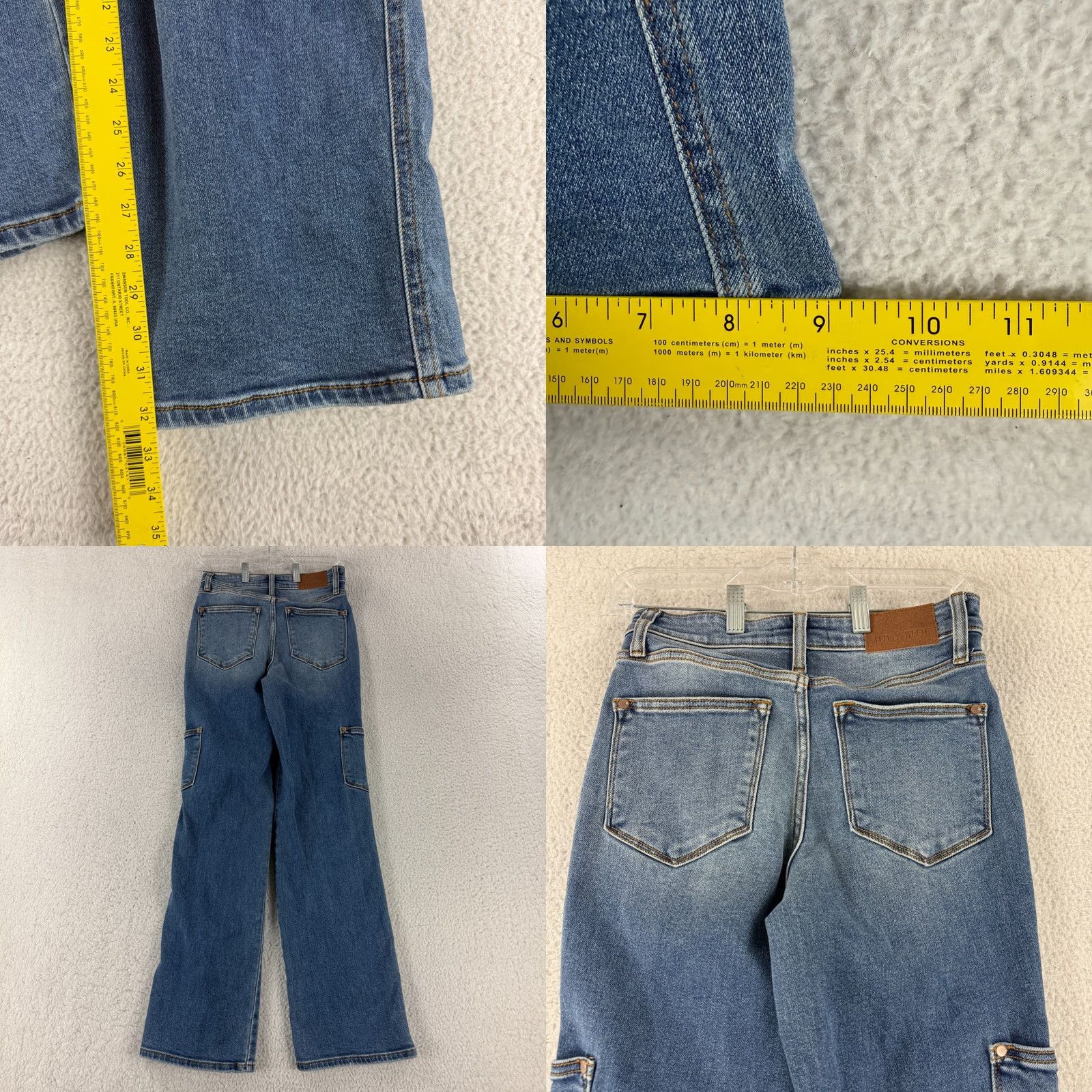Denime Judy Blue Jeans Women 90s Straight Cargo Pocket Mid Rise Denim Blue 25 Regular Everyday Womens Jeans Size 42" / US 20 - 9 Thumbnail