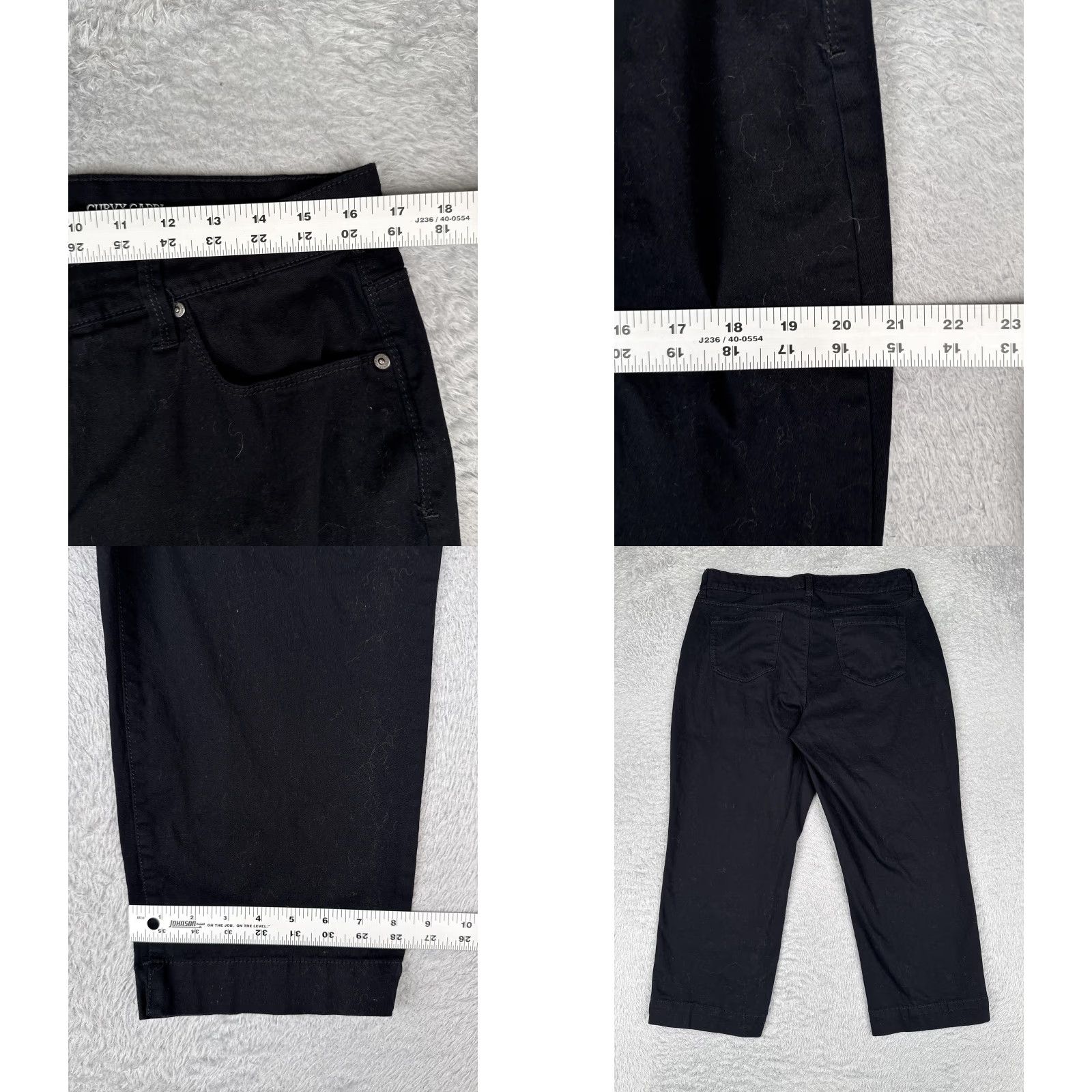 Vintage Style&co Curvy Capri Jeans Womens 12 Black Dark Wash Mid Rise Denim 34x24 Size 34" / US 12 / IT 48 - 9 Thumbnail