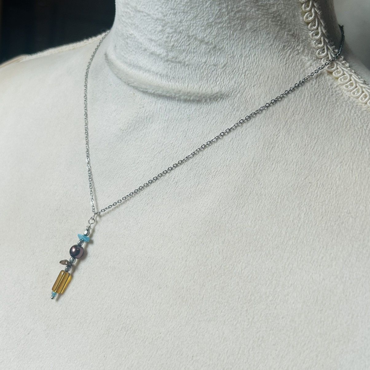 Handmade Handcrafted boho tigers eye turquoise pearl glass set Size ONE SIZE - 6 Thumbnail