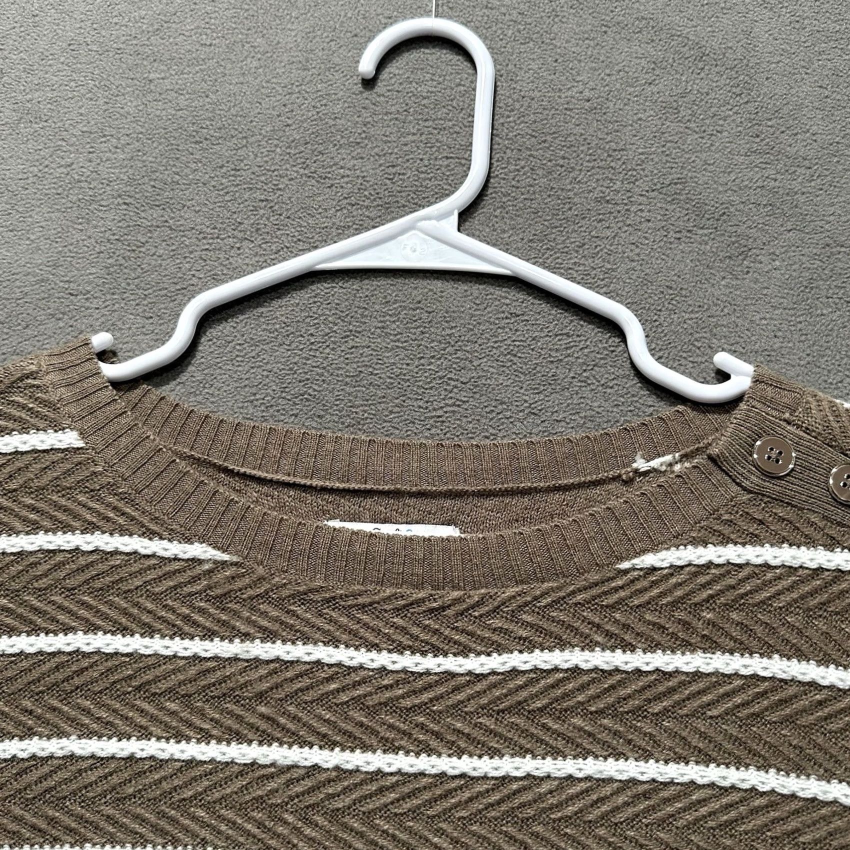 Croft & Barrow Croft & Barrow Sweater Womens L Brown White Striped 3/4 Sleeve Round Neck EUC Size L / US 10 / IT 46 - 4 Thumbnail