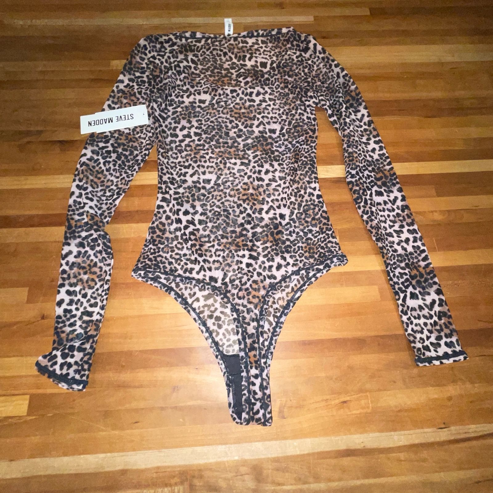 Steve Madden Steve Madden Women's Long-Sleeve Mesh Bodysuit Cheetah small Size S / US 4 / IT 40 - 5 Thumbnail