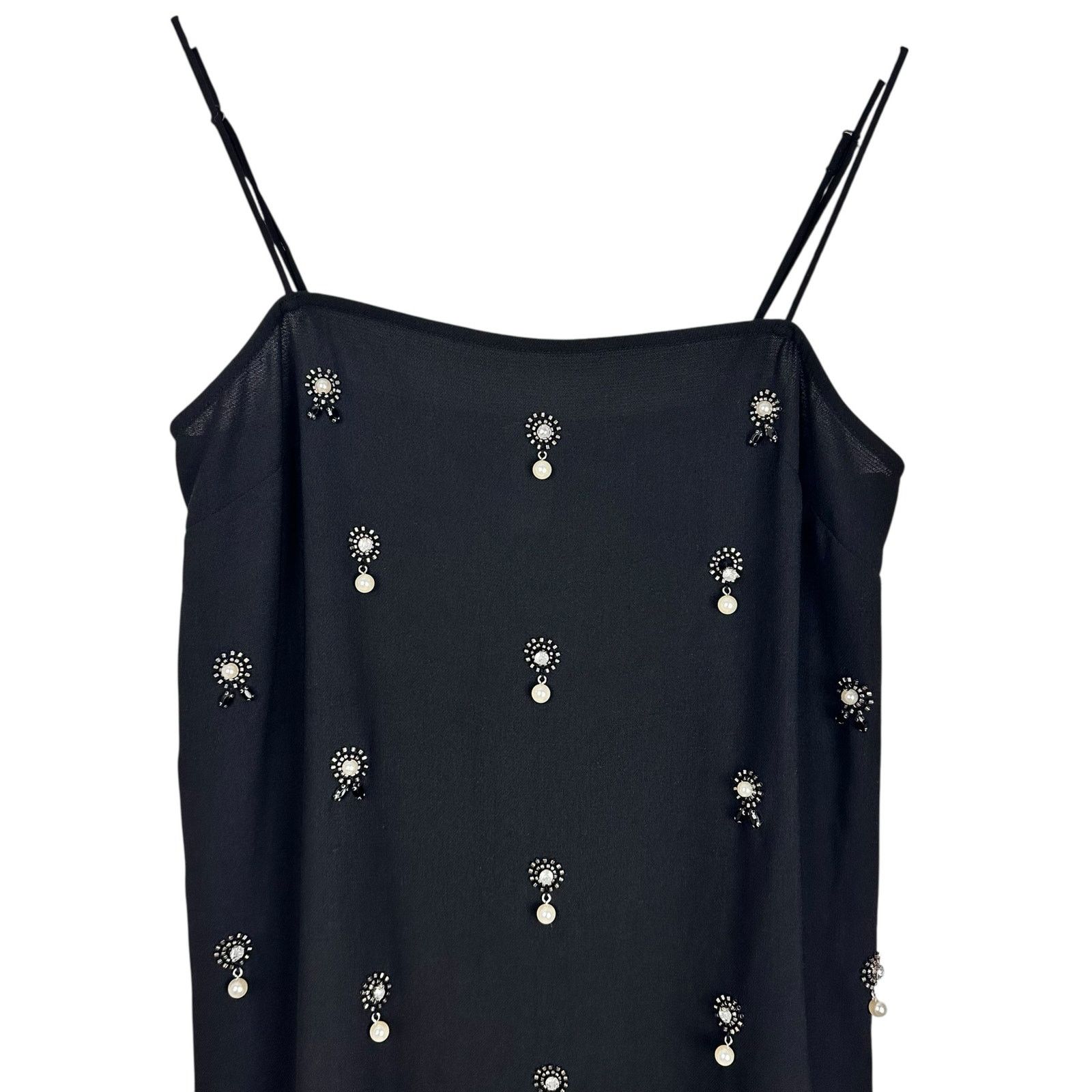 H&M H&M Appliquéd Holiday Slip Dress Pearl Rhinestones Black S Size S / US 4 / IT 40 - 5 Thumbnail