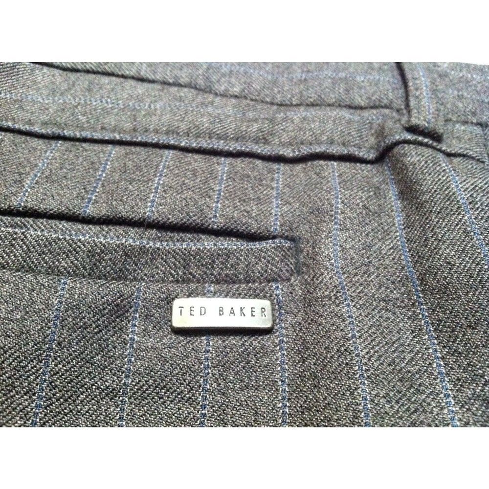 Ted Baker TED BAKER MEN'S BROWN 100%WOOL STRIPED DRESS PANTS 38/34 Size 38L - 7 Thumbnail
