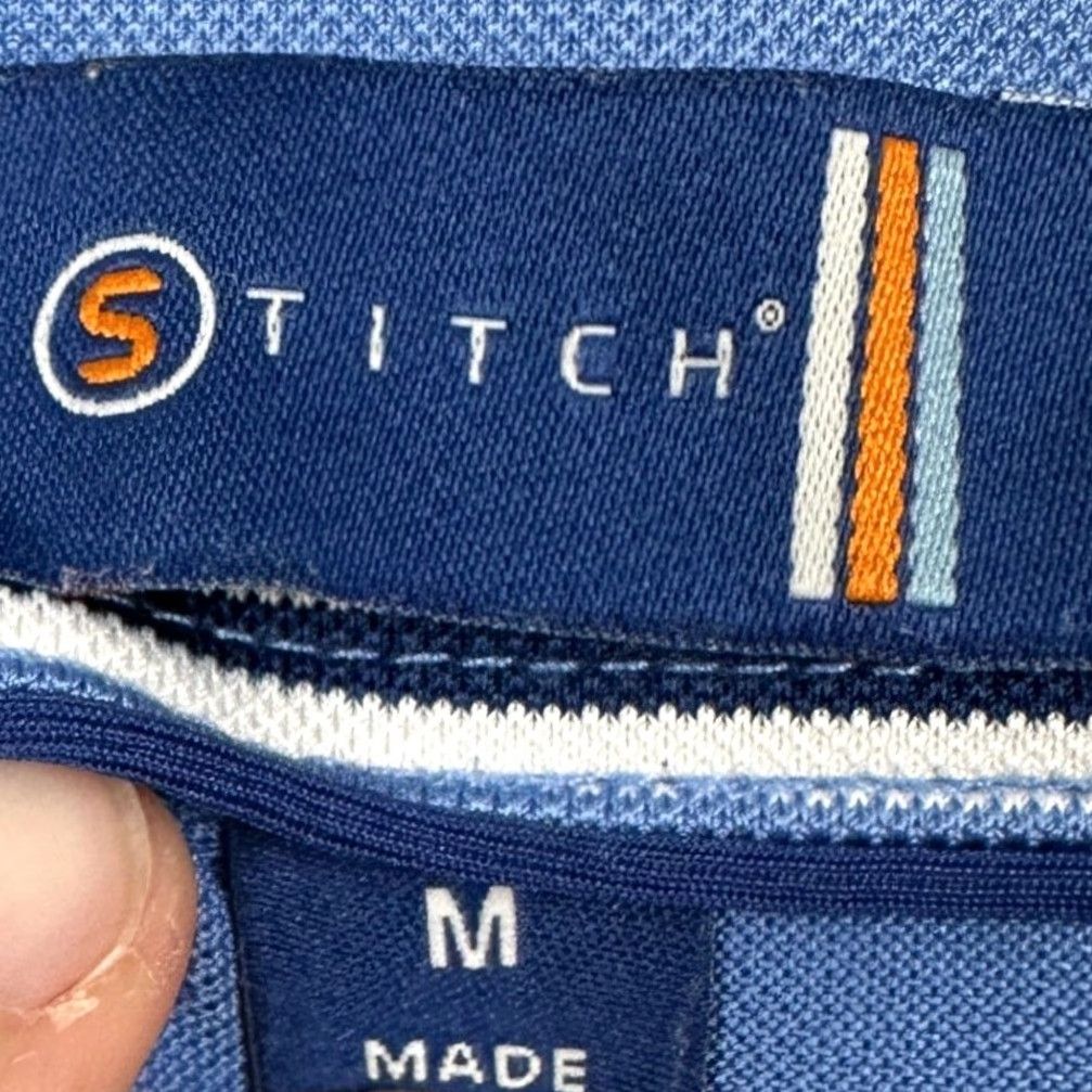 Vintage Stitch Golf Polo Shirt Mens Medium Blue Striped Rugby Stretch Short Sleeve Pocket Shirt Size US M / EU 48-50 / 2 - 4 Thumbnail