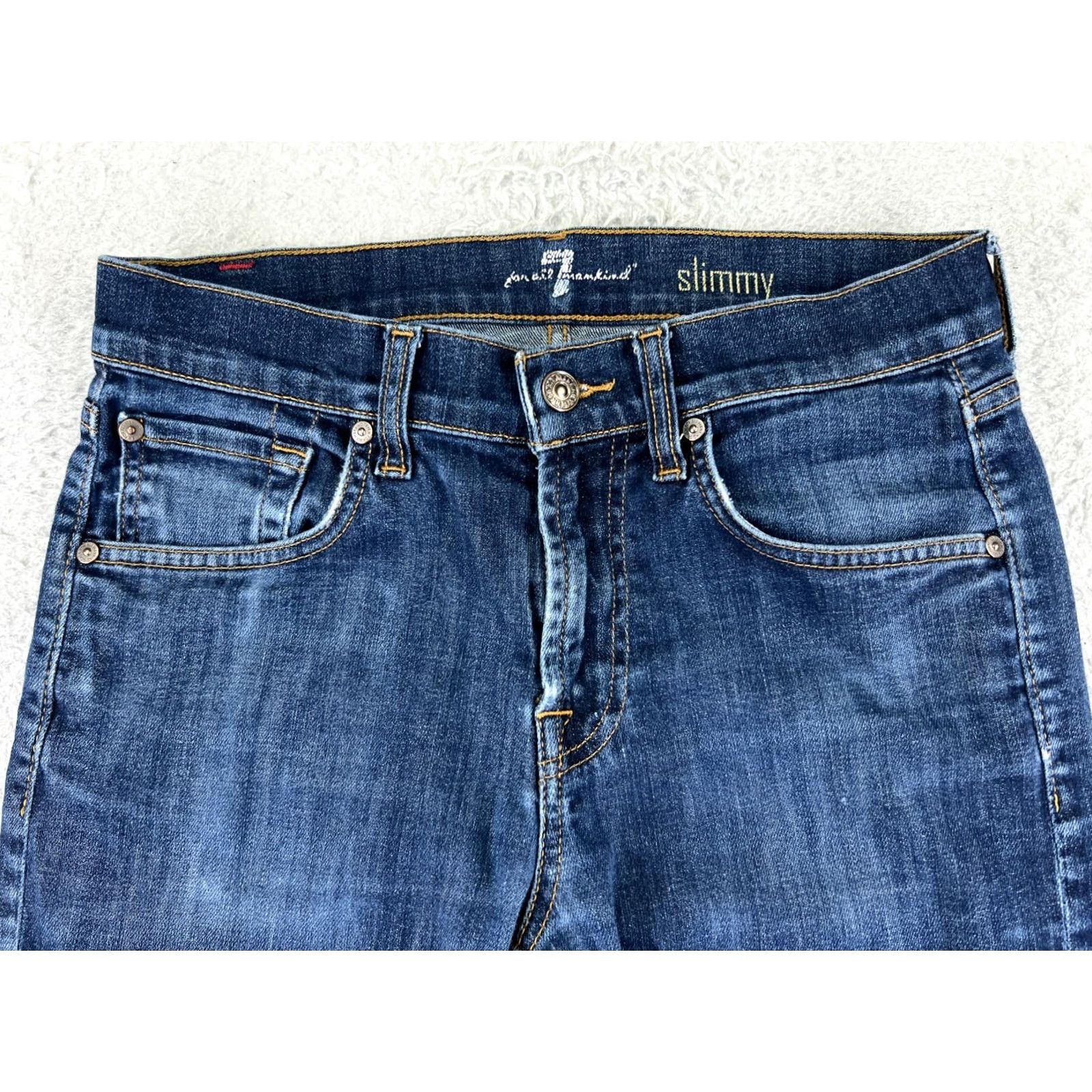 7 For All Mankind 7 For All Mankind Jeans Regular 28x27 Blues Denim Straight Distressed Stretch 28 Mens Pants Vintage No Size US 28 / EU 44 - 4 Thumbnail