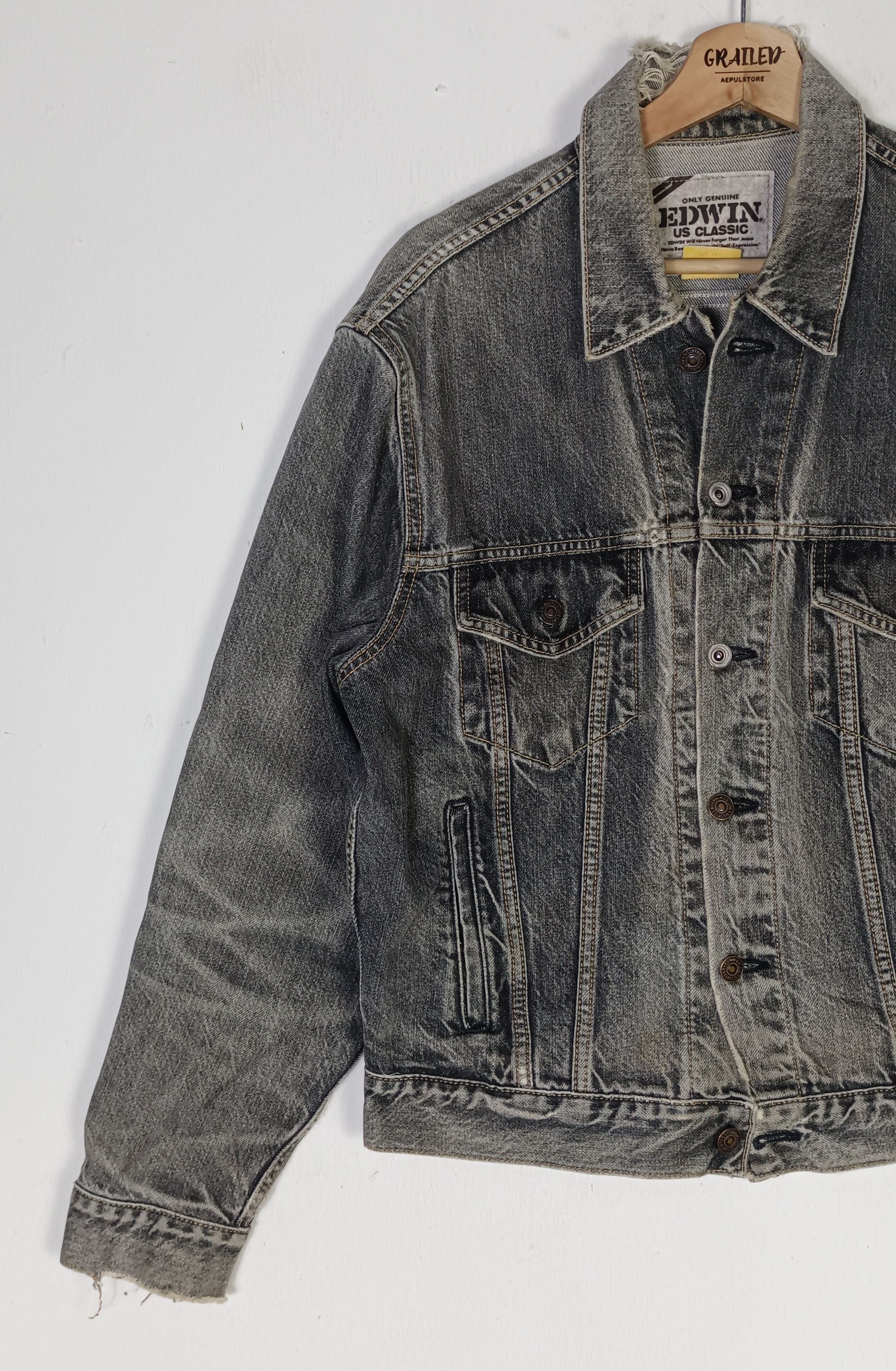 Edwin Edwin Us Classic Style A-01J Distressed Denim Jacket Size US L / EU 52-54 / 3 - 5 Thumbnail