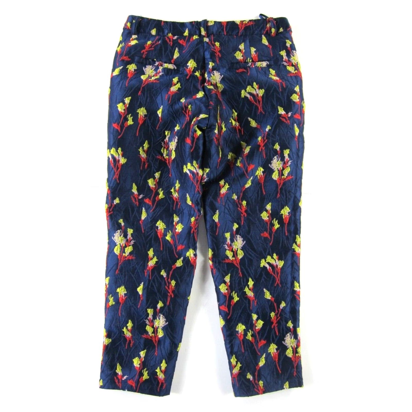 Wildfang Wildfang Lucca Blue Satin Floral Pocket Chino Pant XS Women Regular Tapered Pockets Pant Size 26" / US 2 / IT 38 - 2 Thumbnail