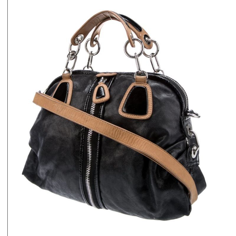 Cynthia Rowley ⭐Cynthia Rowley Shoulder Bag Bicolor Black Tan Leather Zippe Size ONE SIZE - 3 Thumbnail