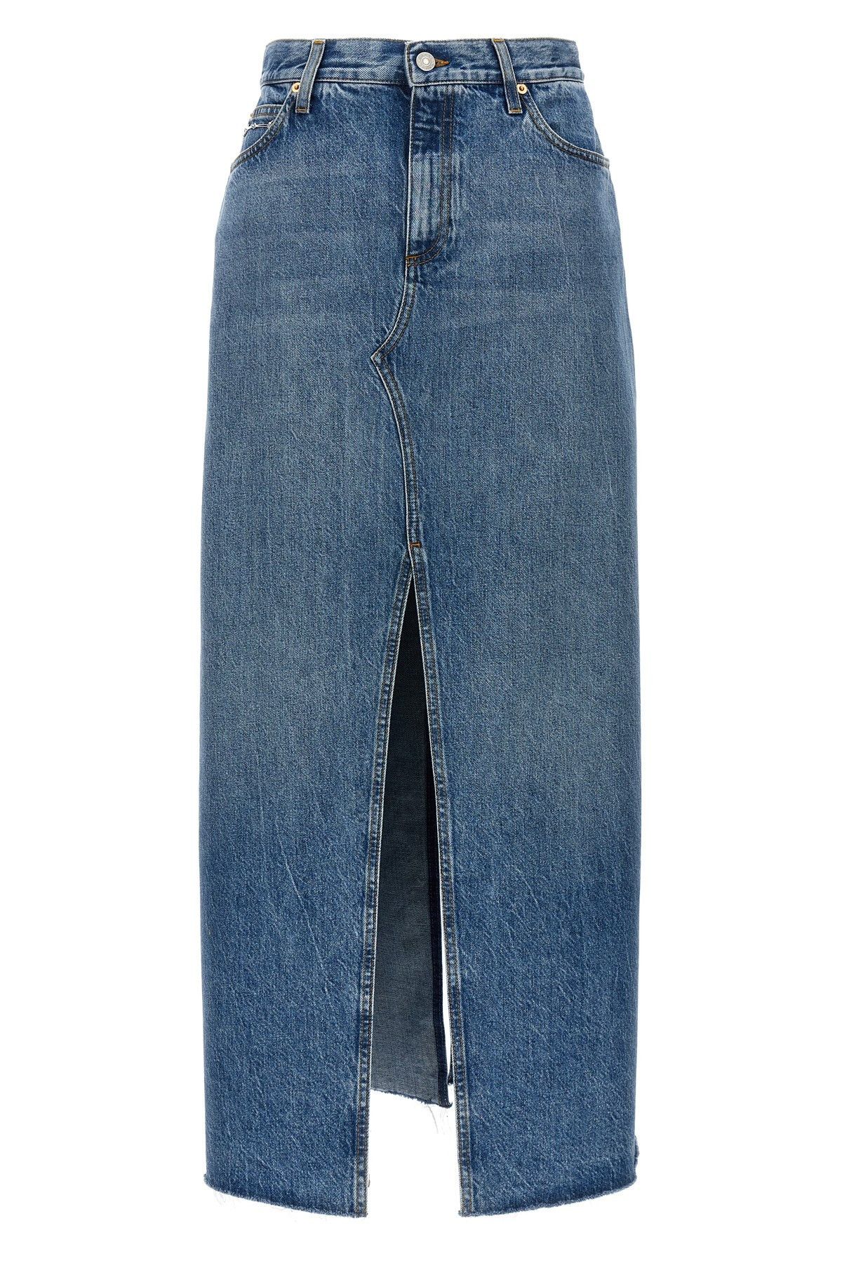 image of Gucci 'morsetto' Long Skirt in Blue, Women's (Size 27)