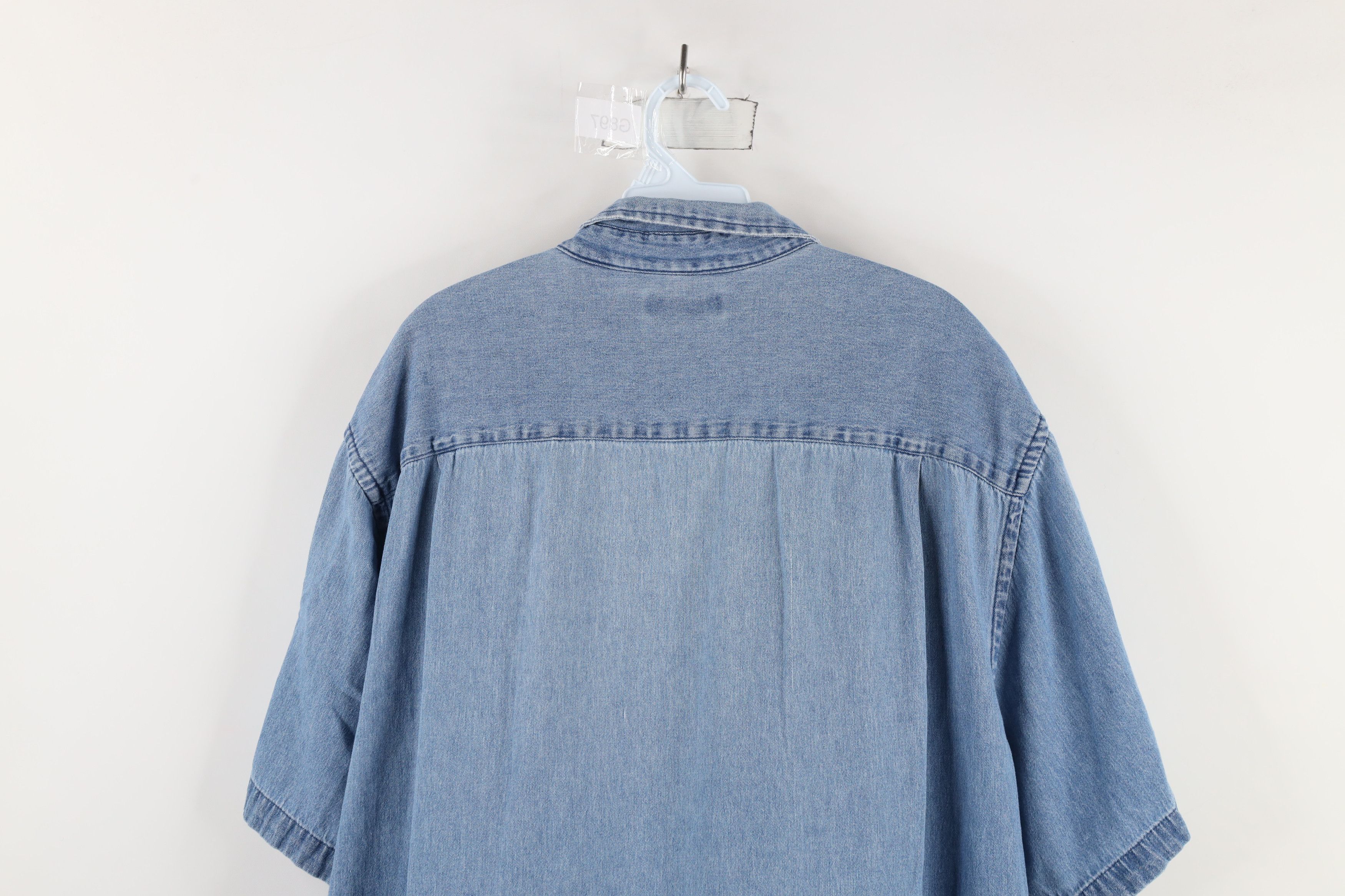 Vintage Vintage 90s Streetwear Short Sleeve Denim Button Down Shirt Size US XXL / EU 58 / 5 - 12 Thumbnail