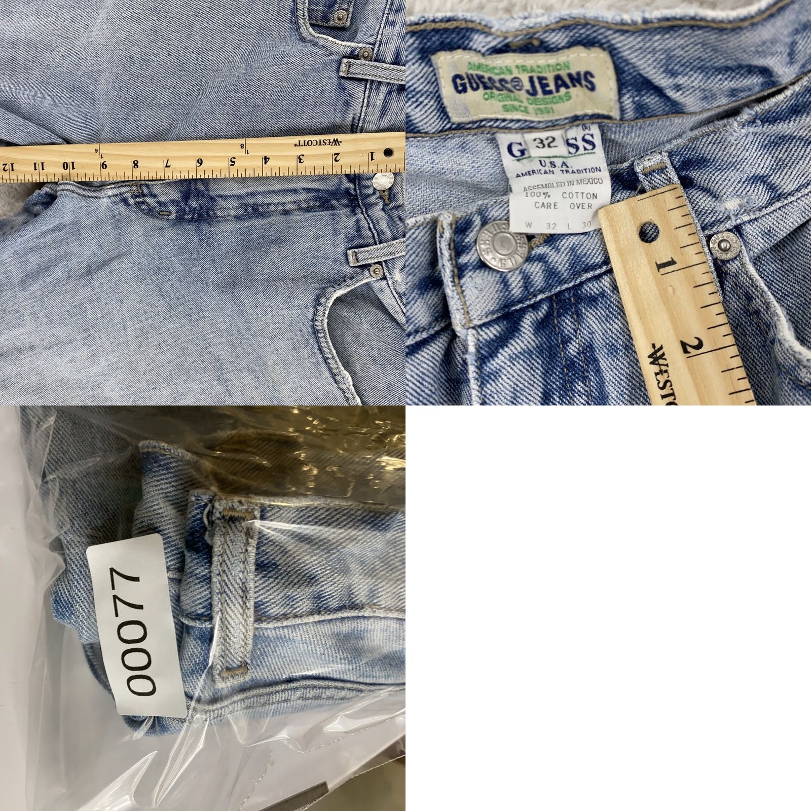 Guess VINTAGE Guess Jeans Mens 32x30 Distressed High Waist Tapered Denim 90s Blue Jeans Mens 90s Size US 32 / EU 48 - 10 Thumbnail