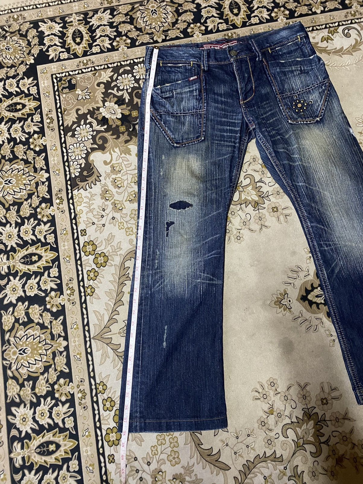 If Six Was Nine Japanese Brand Liberto Xxx Flare Distressed Denim Size US 33 - 18 Thumbnail