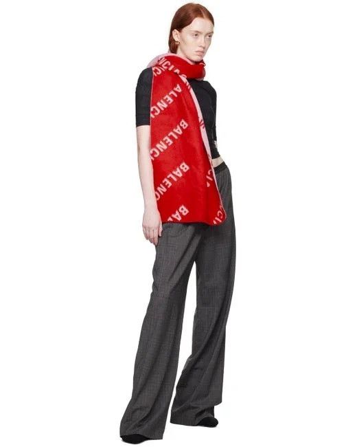 Balenciaga Balenciaga Monogram All Over Logo Wool Scarf Size ONE SIZE - 2 Thumbnail
