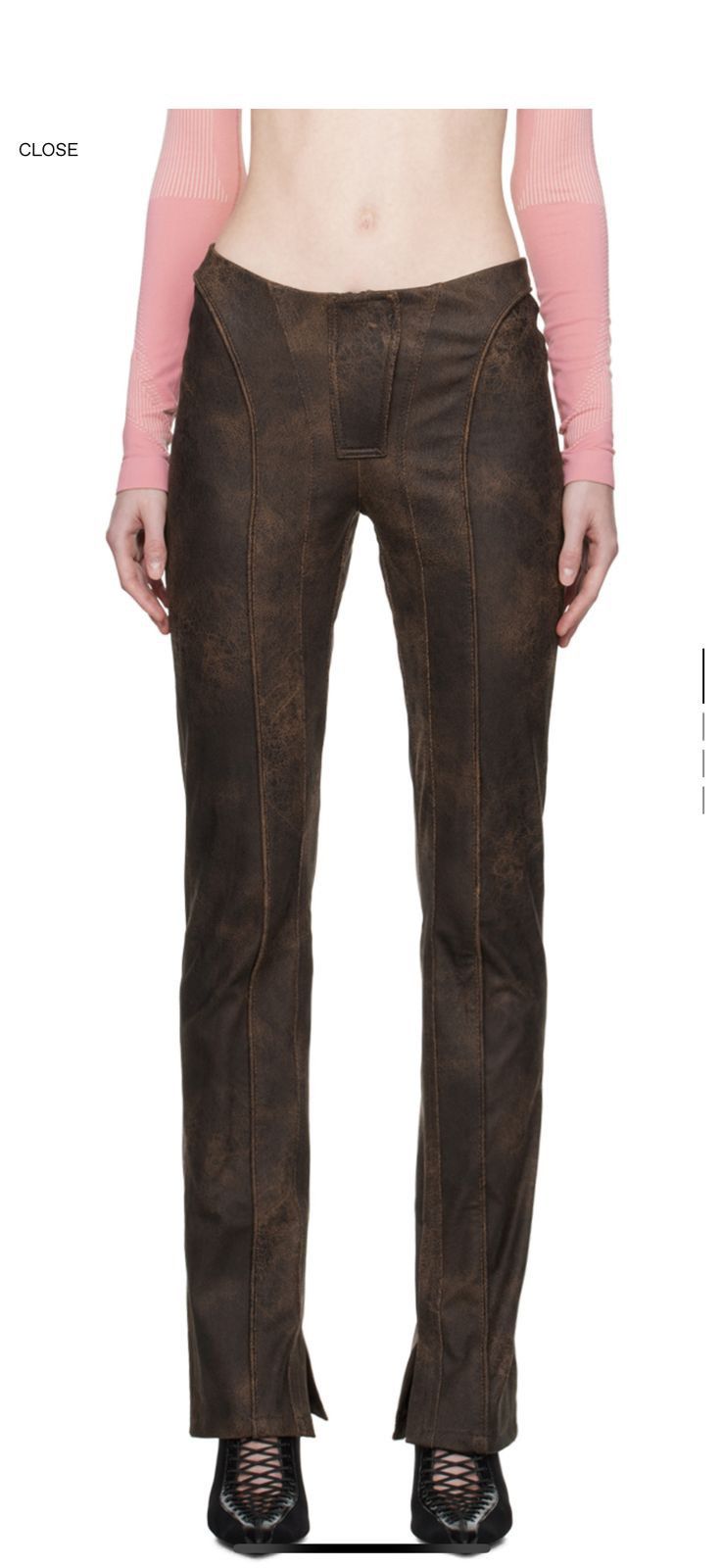 image of Misbhv Brown Harley Faux-Leather Trousers, Women's (Size 24)