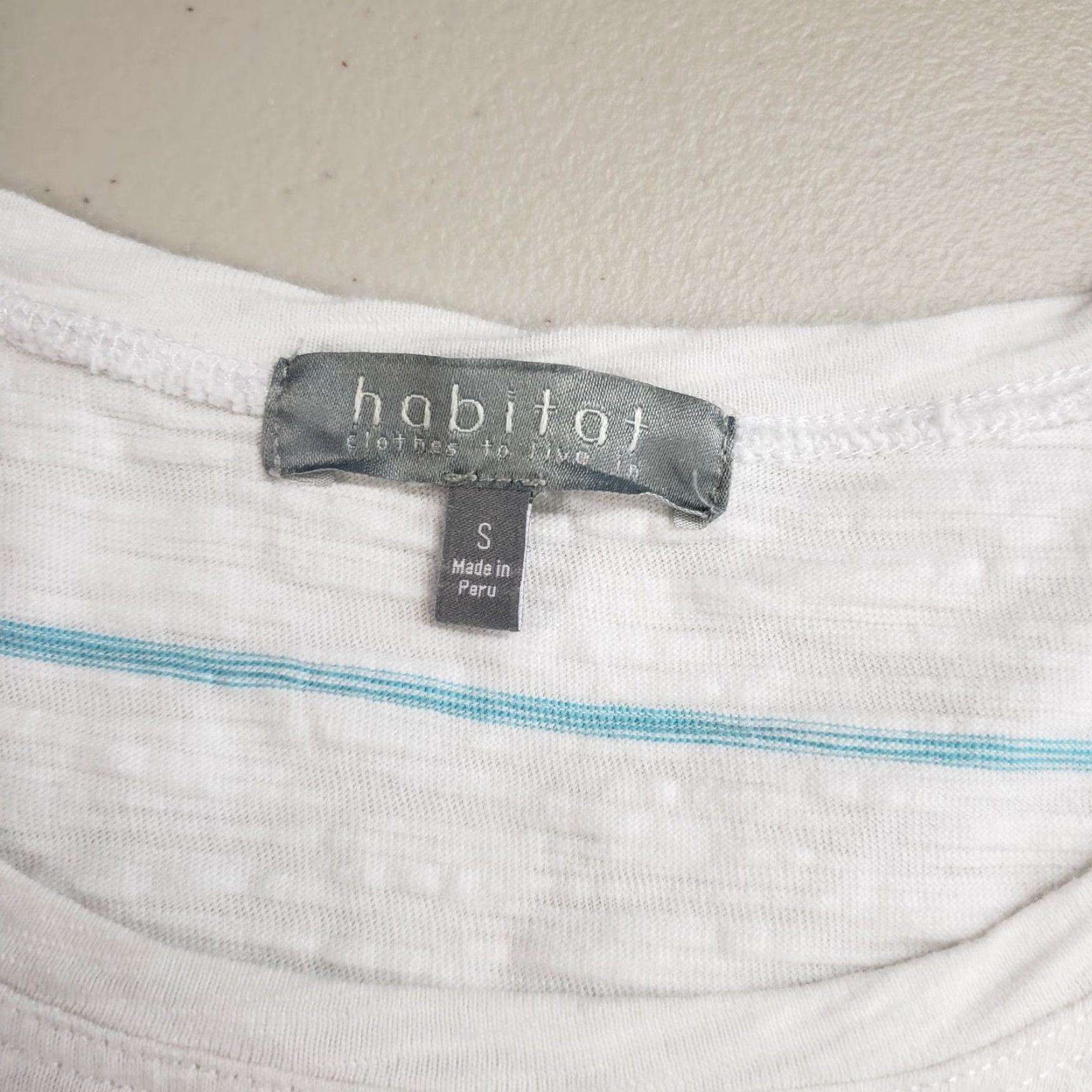 Habitat Habitat Womens Tee Sz S White Blue Stripe Short Sleeve Cotton Shirt Womens Multicolor Stripe 90s/2000s Fashion Size 28" / US 6 / IT 42 - 6 Thumbnail