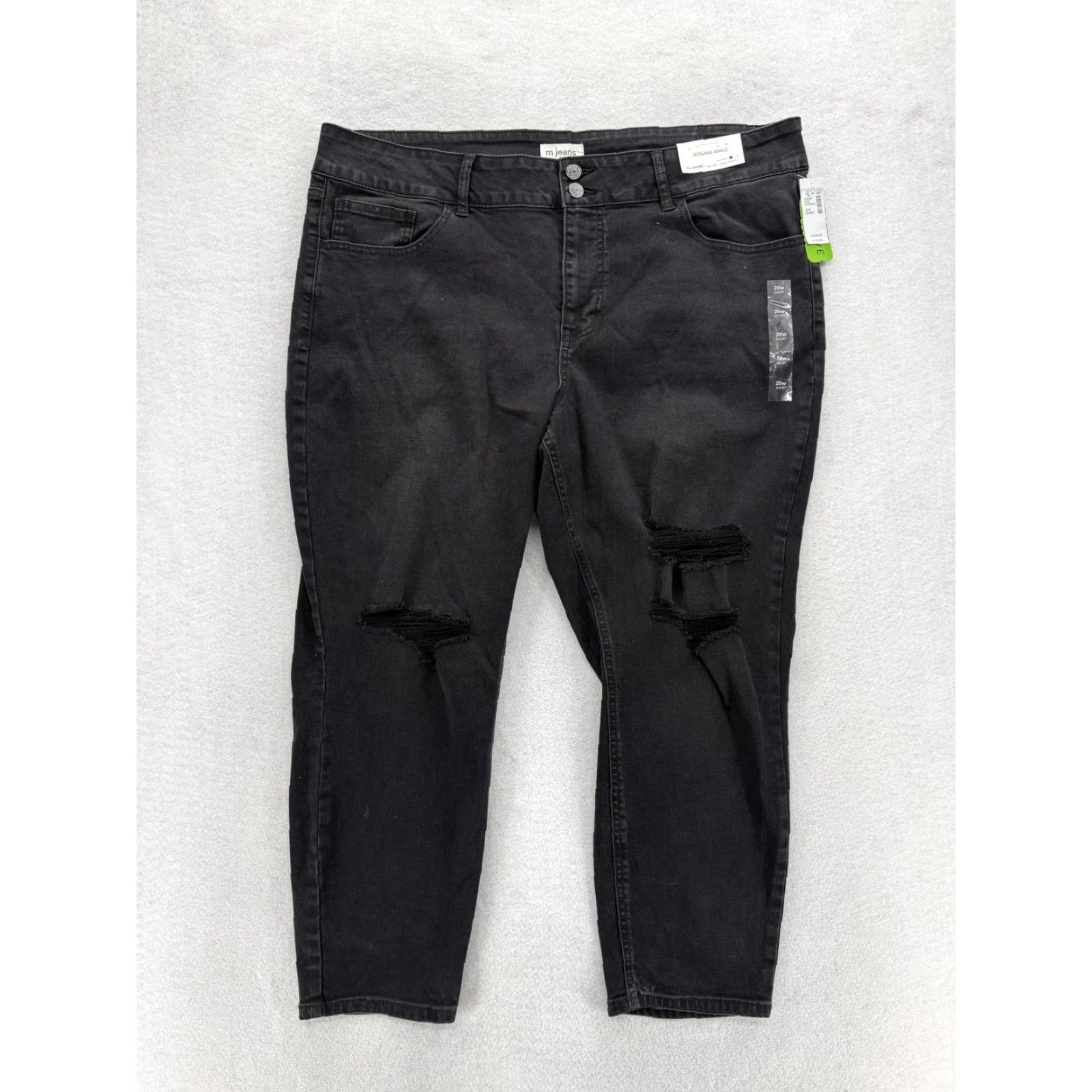 Vintage Maurices M Jeans Jegging Ankle Black High Rise Distressed Women 20W Short Jeans Slim Pockets 5-Pocket Denim Cotton Polyester Spandex Size 42" / US 20 - 2 Thumbnail