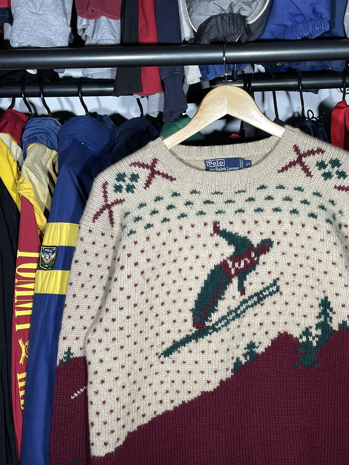 Polo Ralph Lauren × Ralph Lauren × Vintage Sweater Polo Ski Vintage Hand Knit Size US XL / EU 56 / 4 - 2 Thumbnail
