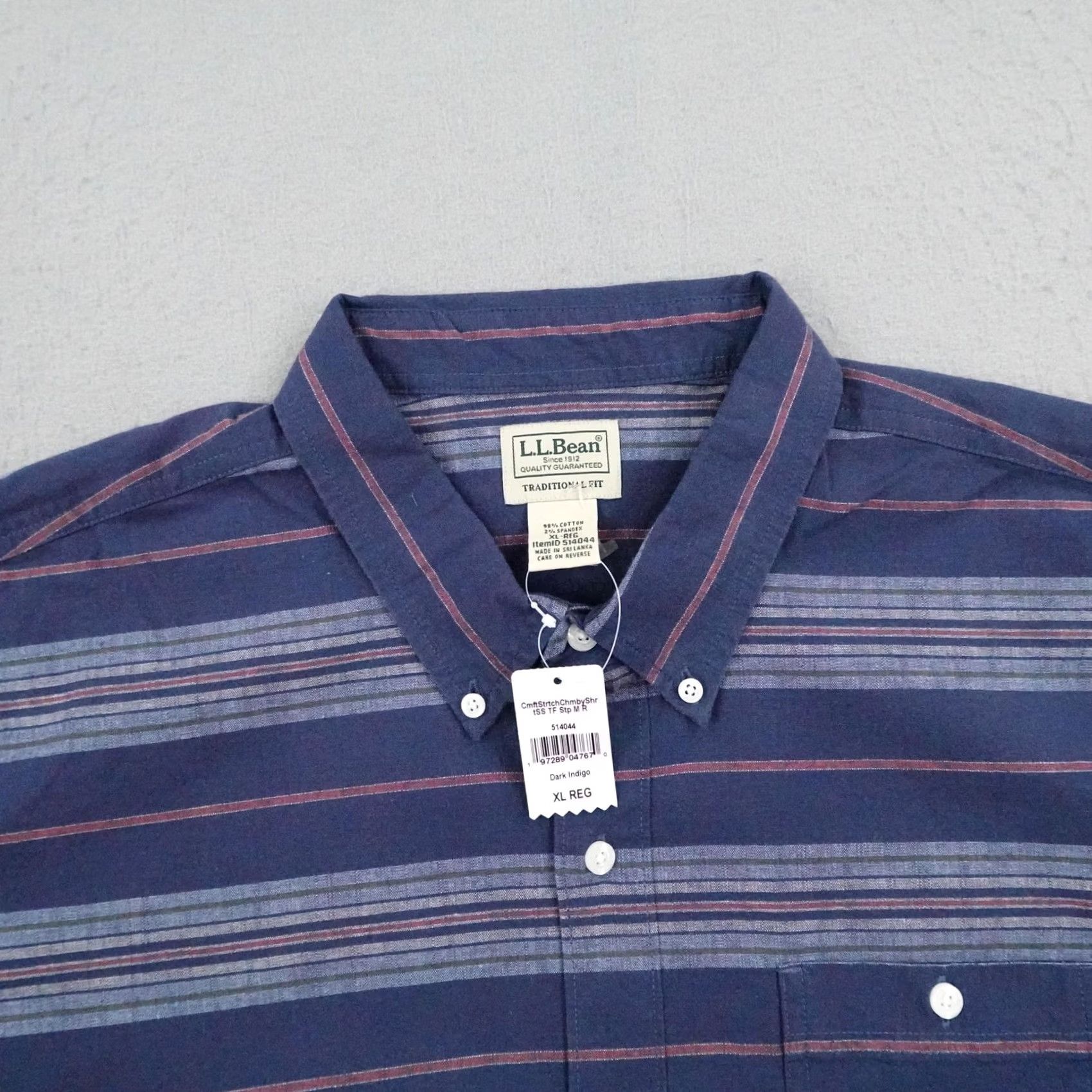 Vintage LL Bean Shirt Mens XL Blue Stripes Chambray Comfort Stretch Button Up Flex NEW Size US XL / EU 56 / 4 - 2 Thumbnail