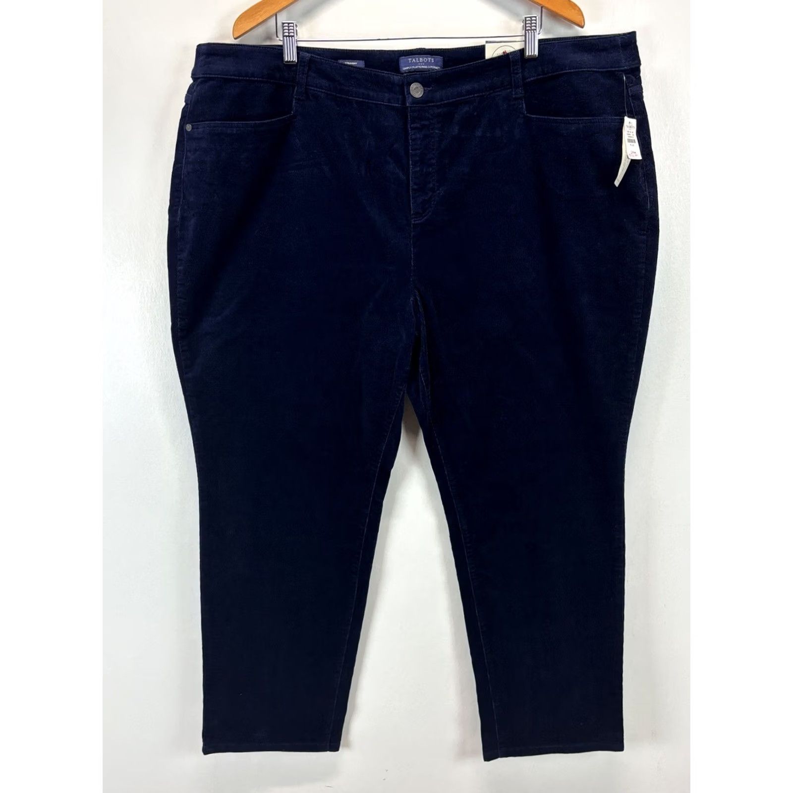 Talbots Talbots Pants Womens 24W NEW Simply Flattering Pocket Corduroy Straight Navy Size 42" / US 20 - 2 Thumbnail