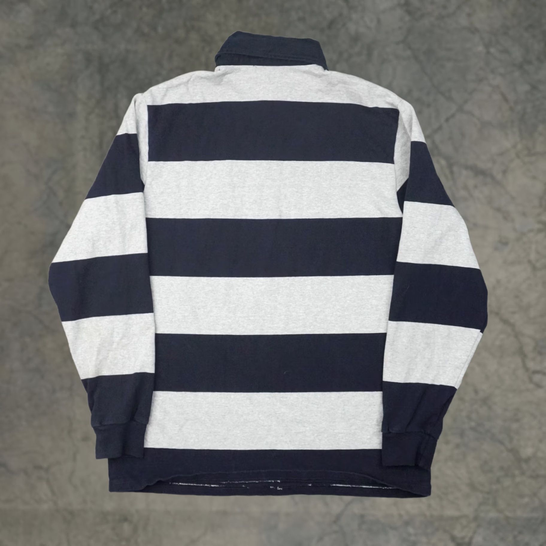 Brandy Melville Brandy Melville Shirt Womens L Striped Rugby PTP Blue Gray Long Sleeve Collared Size L / US 10 / IT 46 - 1 Thumbnail
