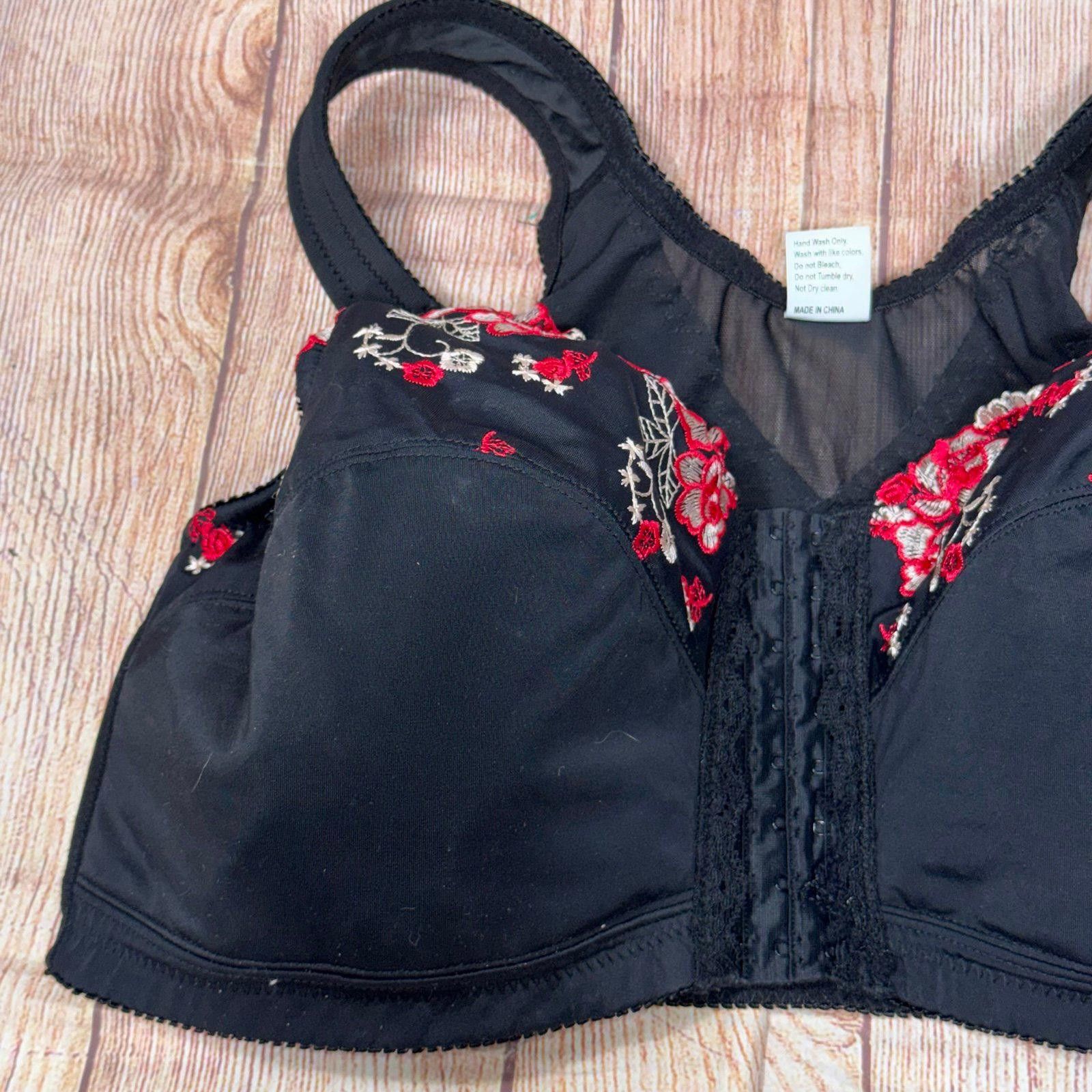 Other Black Floral Embroidered Bra with Lace Detail Size 42/95E Size ONE SIZE - 5 Thumbnail