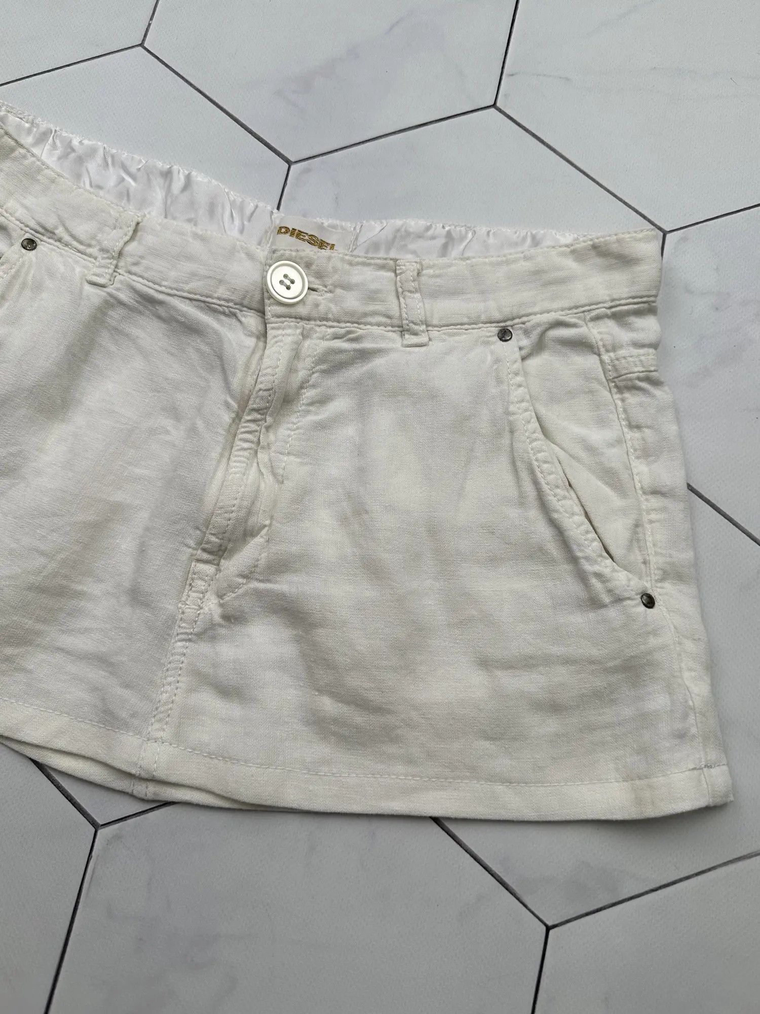 Diesel Diesel Linen Vintage Mini Skirt (B190) Size 27" / US 4 / IT 40 - 3 Thumbnail