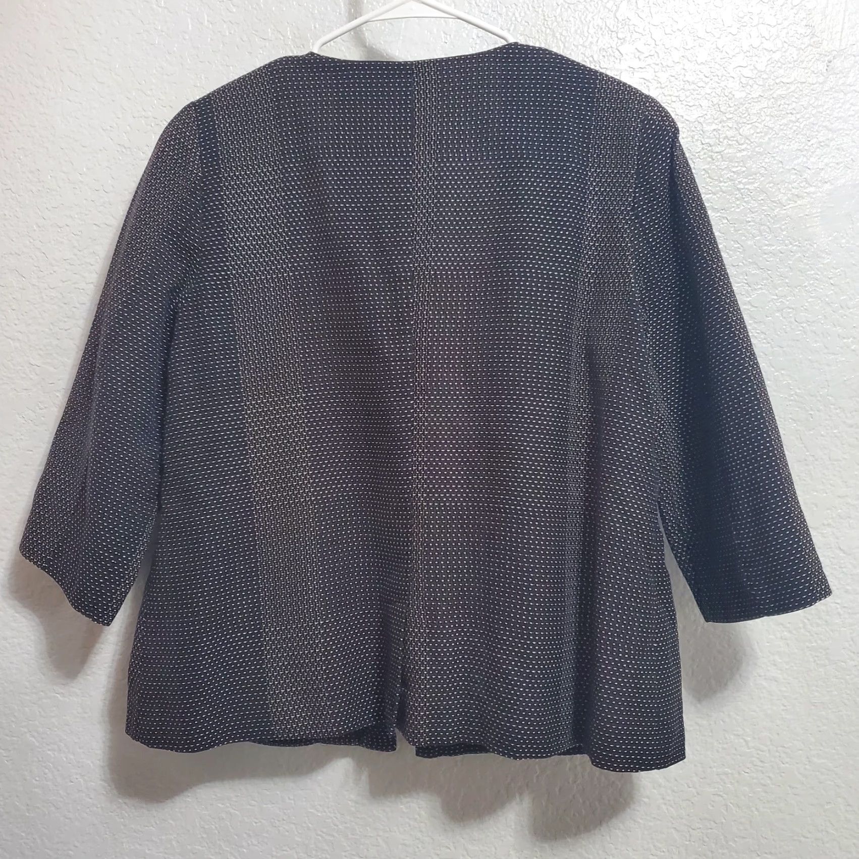 Eileen Fisher Eileen Fisher Jacket Women M Black Organic Cotton Karume Dash Open Front Blazer Size M / US 6-8 / IT 42-44 - 2 Thumbnail
