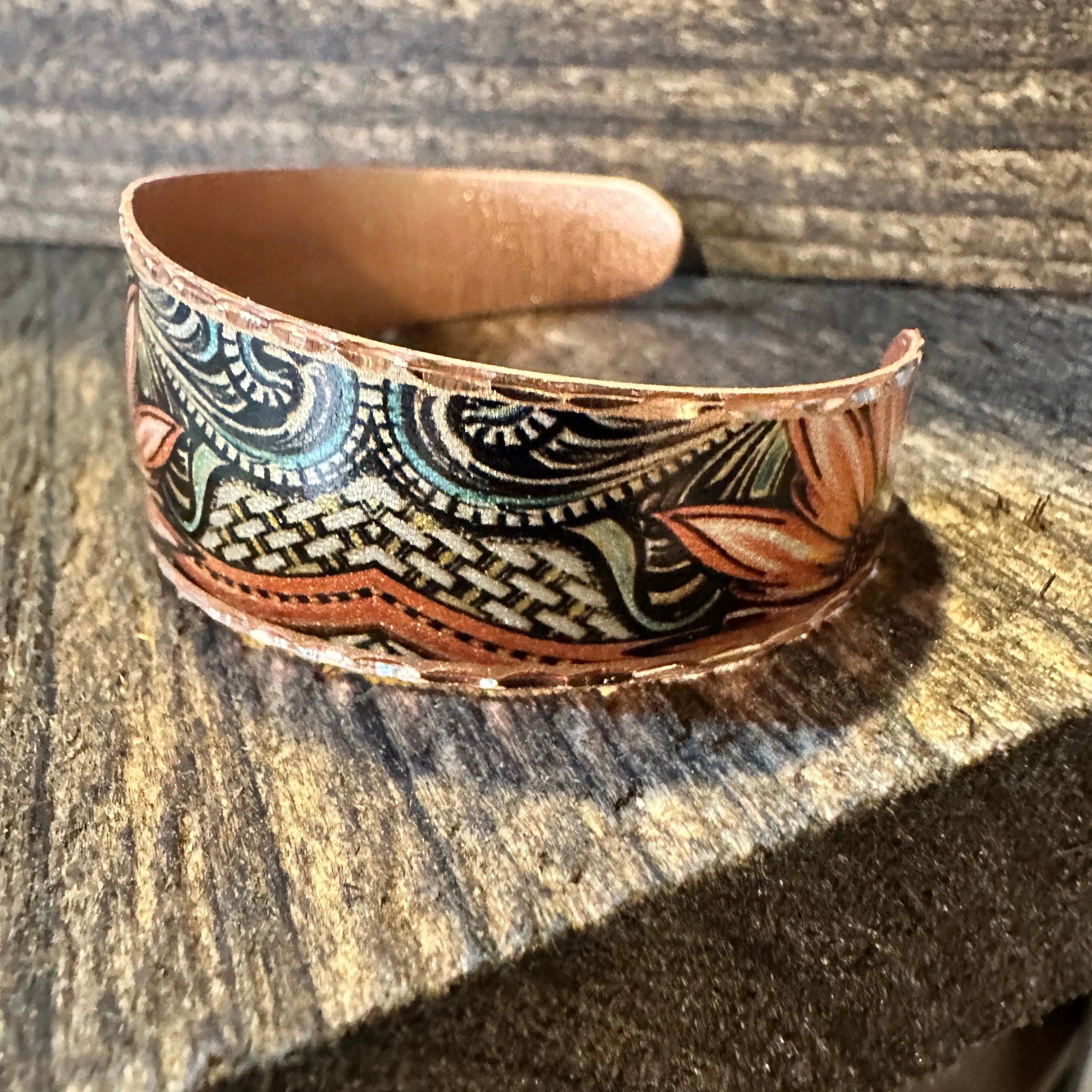 Other Handmade Boho Sunflower Cuff Bracelet, Copper Western Sunflo Size ONE SIZE - 8 Thumbnail