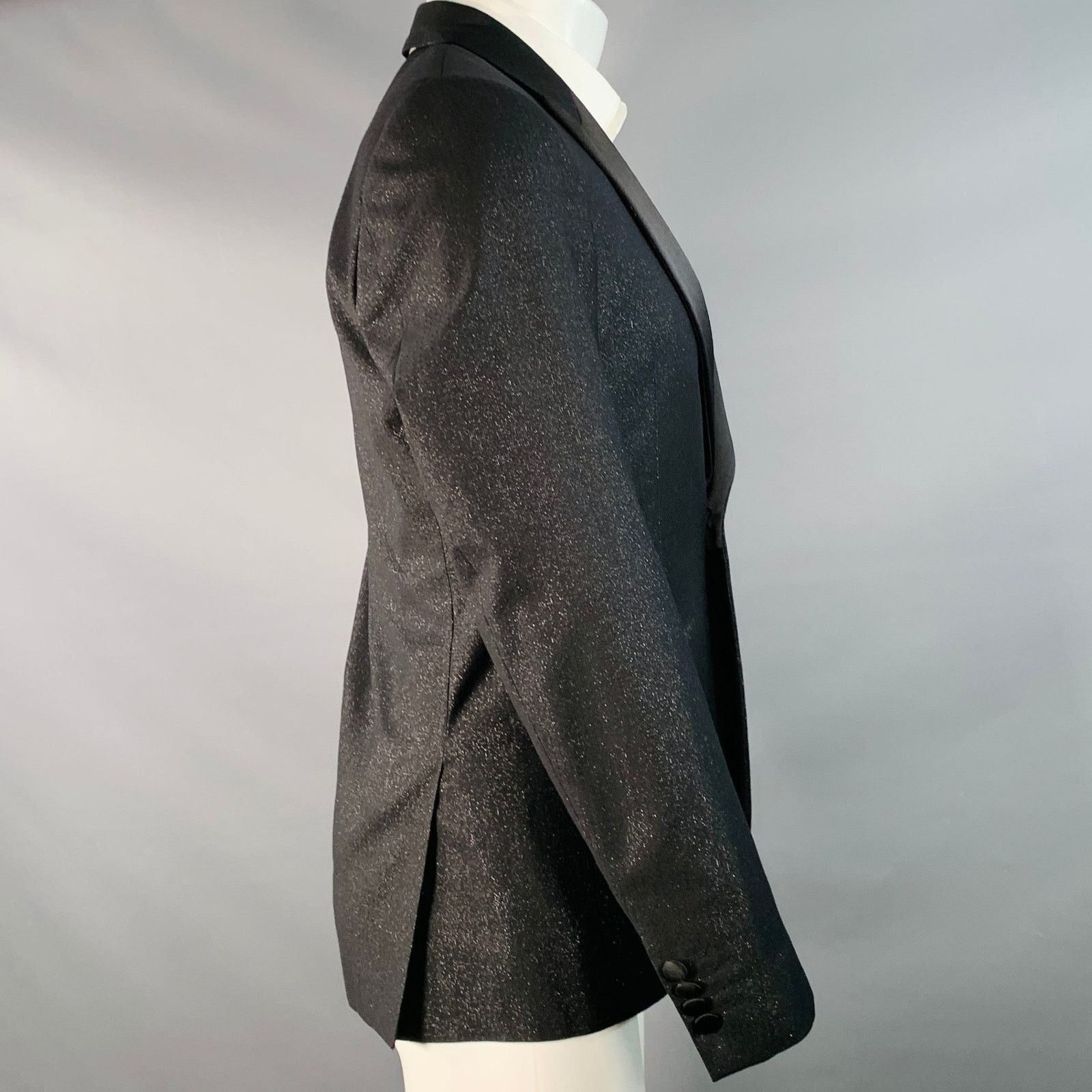 Paul Smith Black Metallic Wool Blend Peak Lapel Single Button Sport Size 38R - 3 Thumbnail