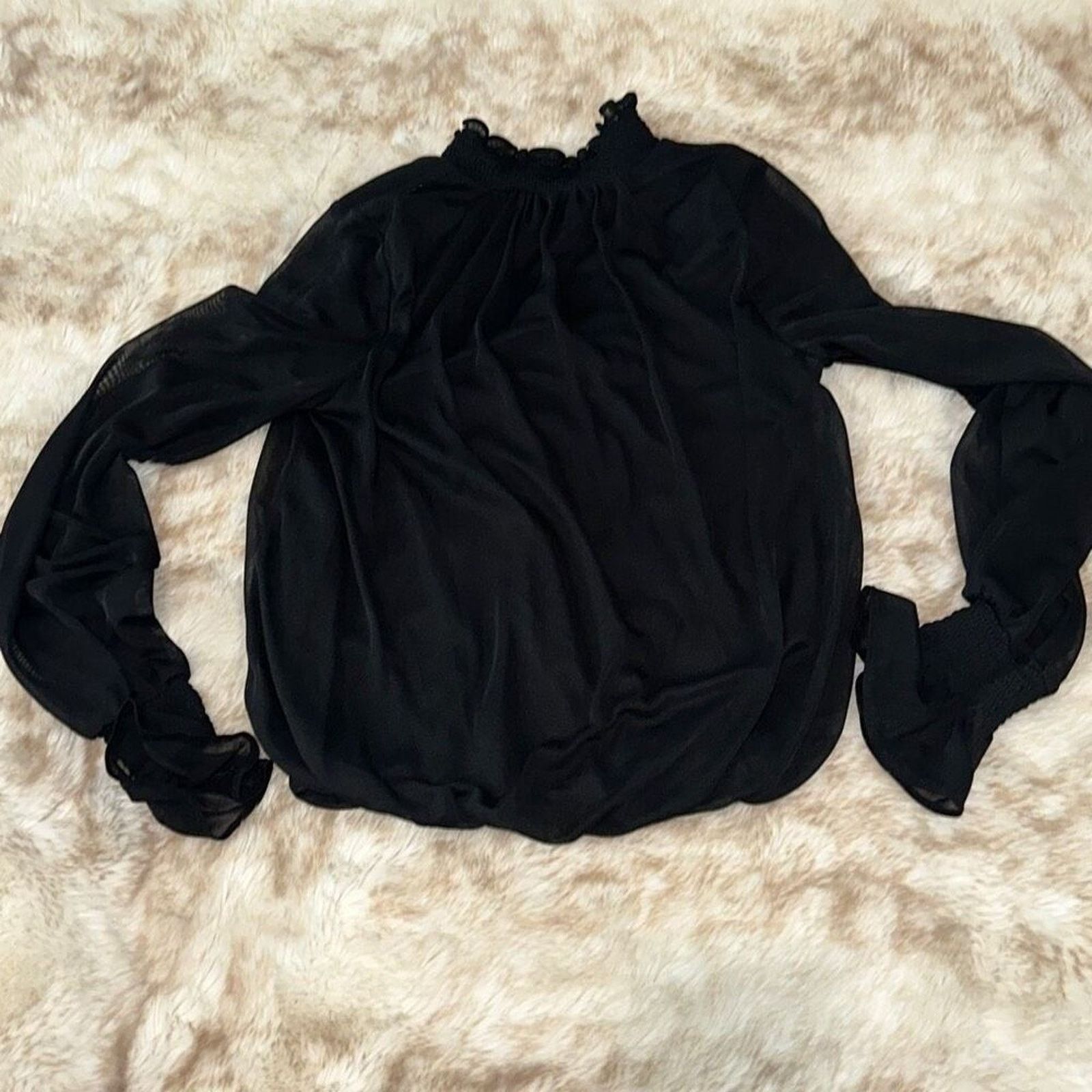 Express Express Black Mock Neck Long Sleeve Blouse | Sz XS Size XS / US 0-2 / IT 36-38 - 6 Thumbnail