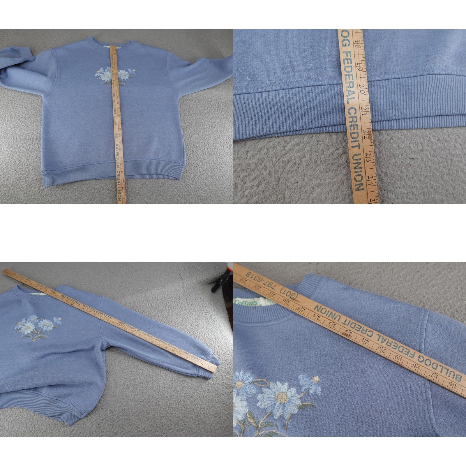 Vintage VINTAGE Colleen's Collectables Sweatshirt Womens Medium Blue Floral Embroidered 90s Size M / US 6-8 / IT 42-44 - 8 Thumbnail