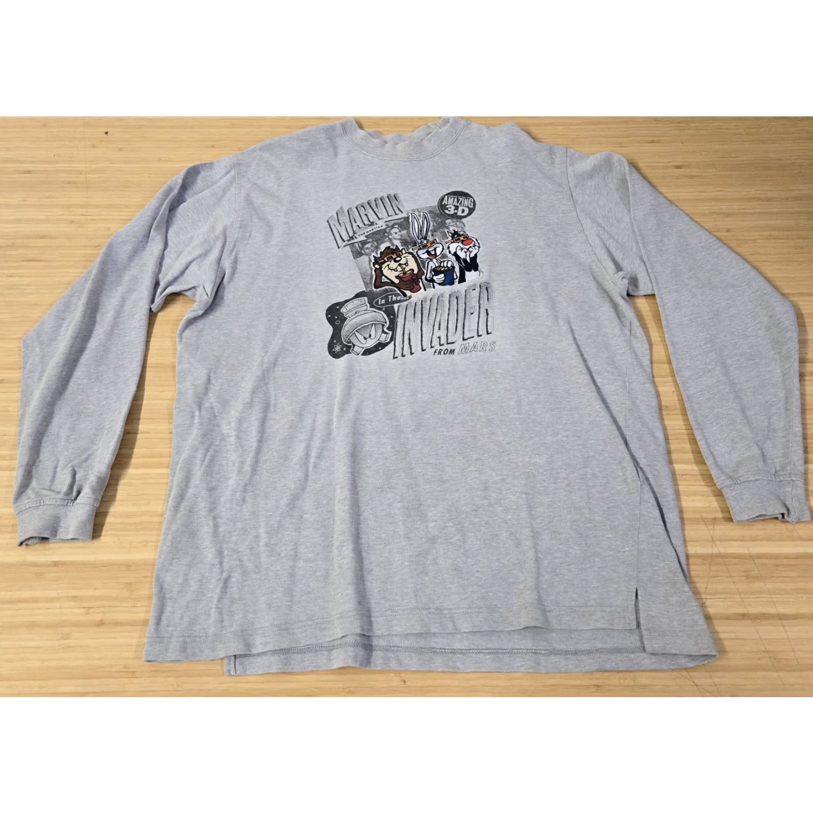 Vintage VINTAGE Warner Bros. Marvin The Martian Shirt Mens Large Gray 3D Invader 90s WB Size US L / EU 52-54 / 3 - 2 Thumbnail
