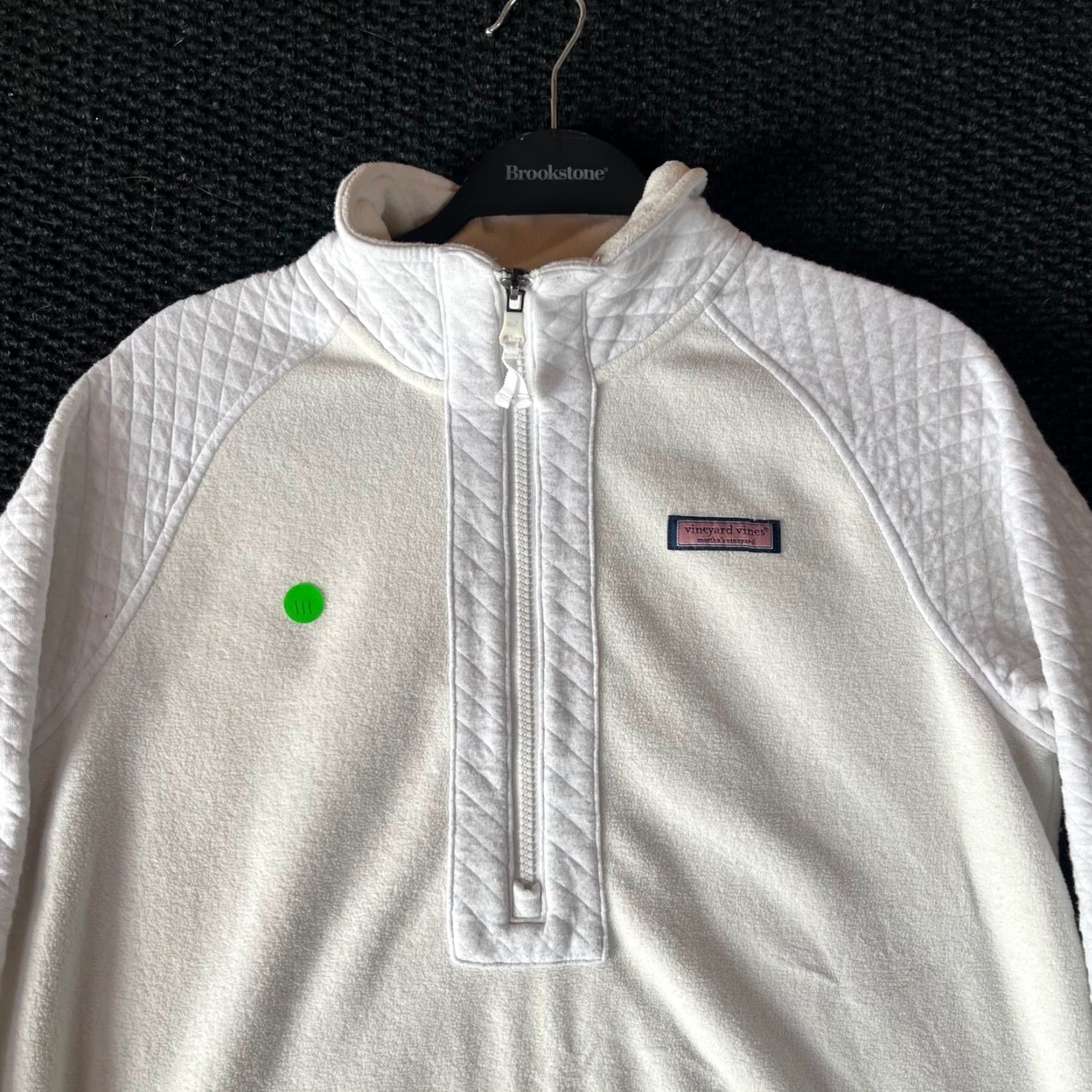 Vineyard Vines Vineyard Vines Womens Small White Fleece Quilted Sleeve Quarter Zip Pullover Size S / US 4 / IT 40 - 3 Thumbnail