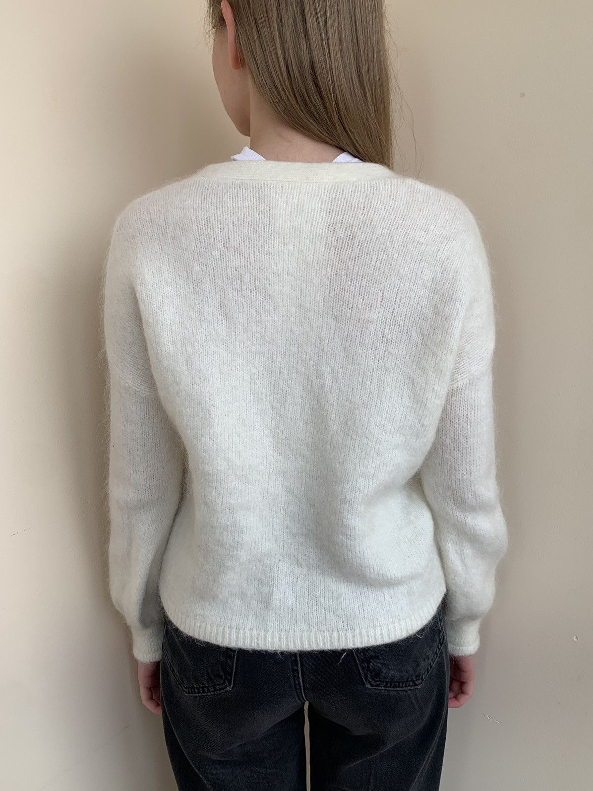 Sezane La Maille Sezane Mia V-Neck Button-Up Mohair Wool Cardigan Size S / US 4 / IT 40 - 4 Thumbnail