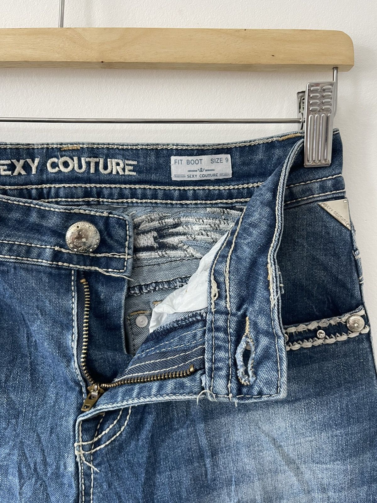 If Six Was Nine Rare Vintage SEXY COUTURE Embroidery Back Boot Cut Flare Size 27" / US 4 / IT 40 - 14 Thumbnail