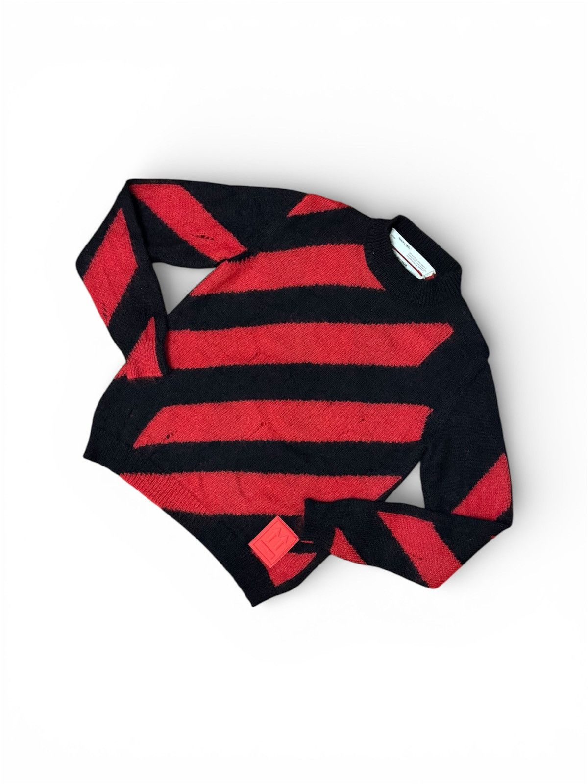 Off-White Off-White Diag Mohair Sweater Red/Black Size L Size US L / EU 52-54 / 3 - 2 Thumbnail