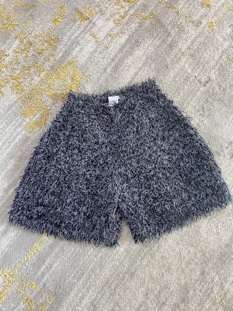 Issey Miyake Issey Miyake size:3 Black and grey mixed yarn mohair short Size 31" - 5 Thumbnail