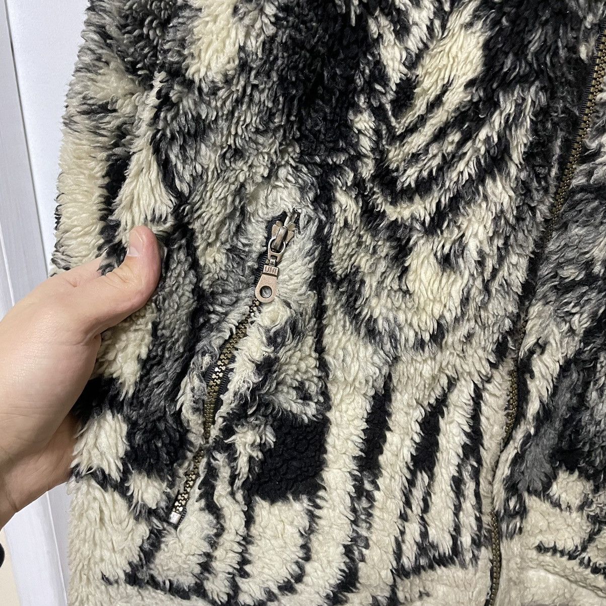 Vintage Vintage 90's wolf Print Fleece Sherpa Jacket animal forest Size US S / EU 44-46 / 1 - 3 Thumbnail
