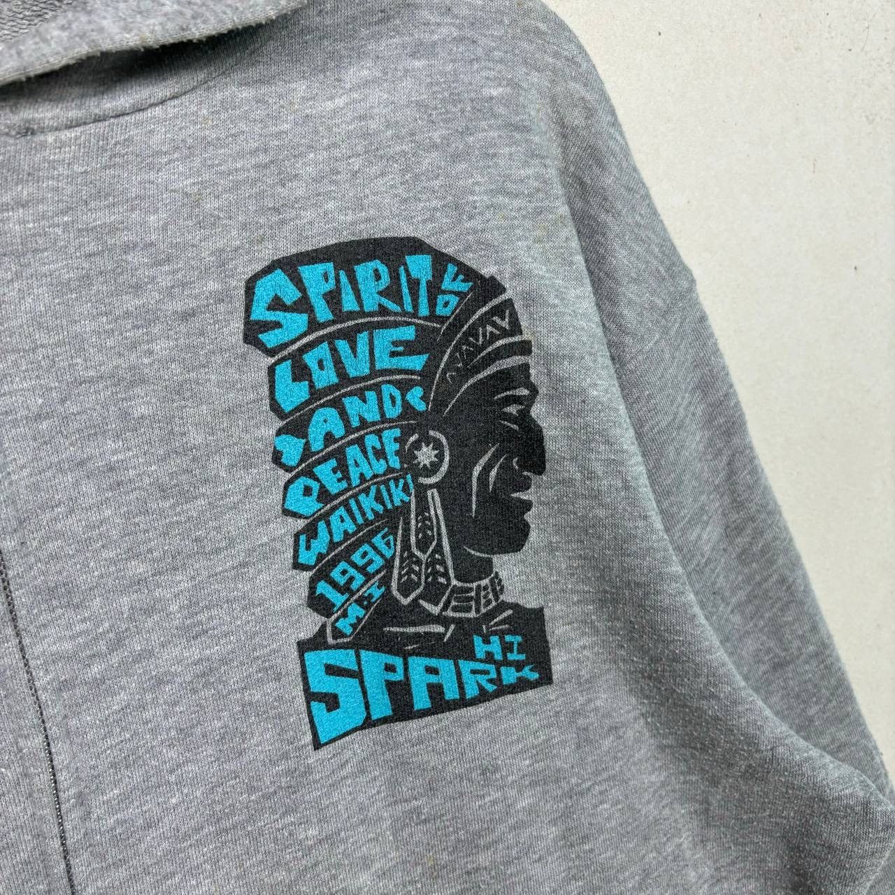 Japanese Brand VTG 1996 Spark Hawaii Wakiki Peace Surf Zip Hoodie Gray L Size US L / EU 52-54 / 3 - 5 Thumbnail
