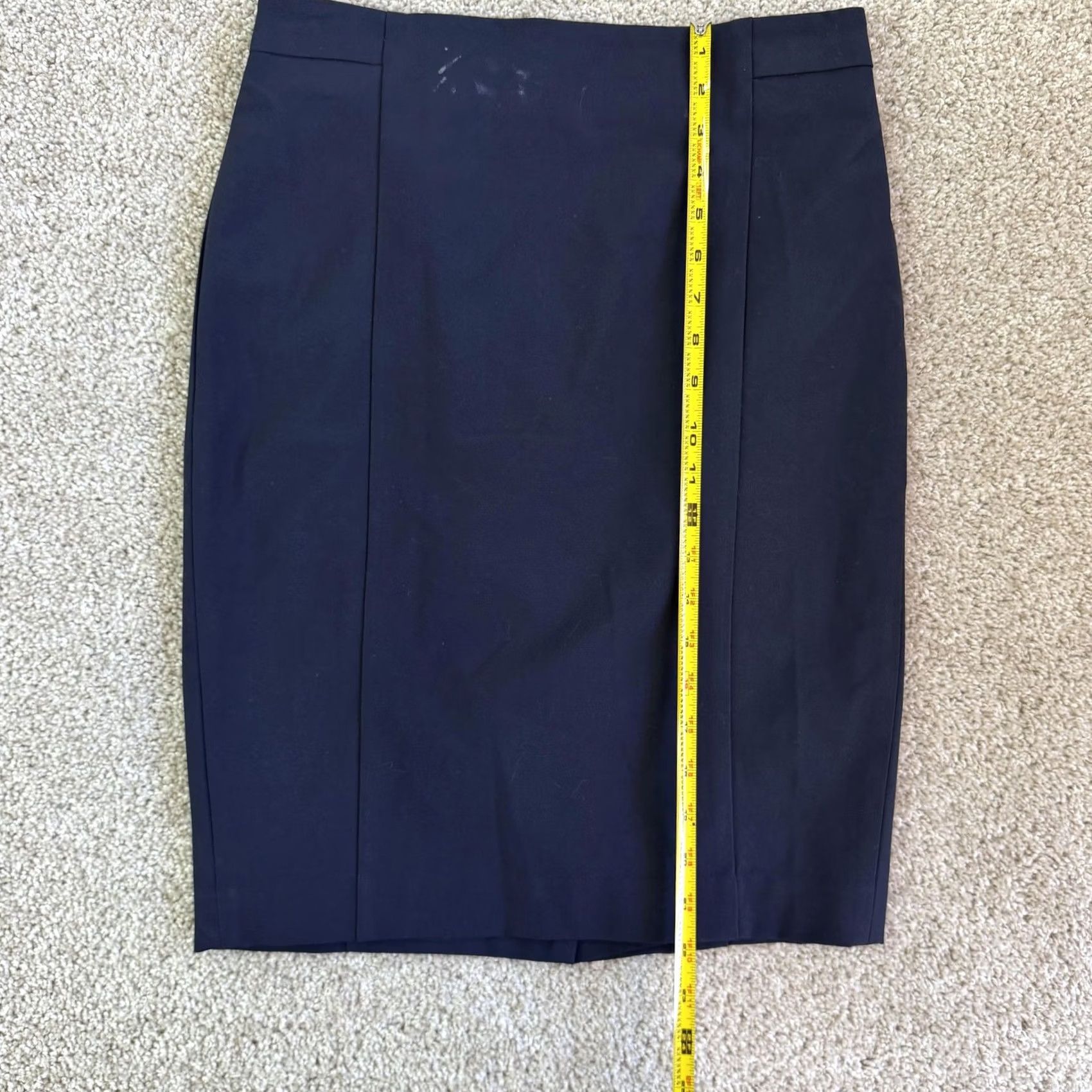 Ann Taylor Ann Taylor Skirt Womens 4P Petite Navy Solid Knee Length Lined Stretch Pencil Workwear Dress Casual Size 27" / US 4 / IT 40 - 6 Thumbnail