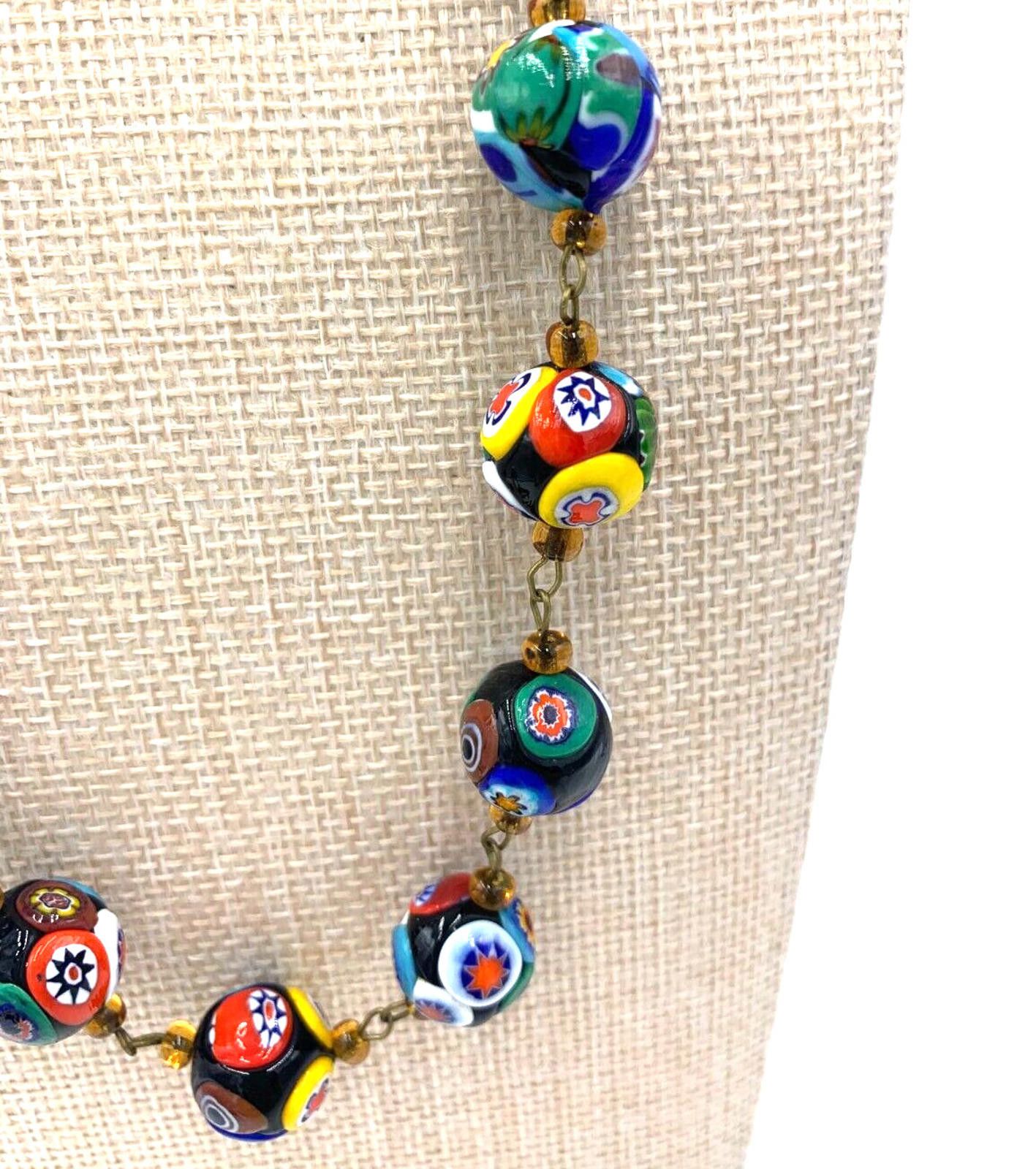 Other Millefiori Murano Moretti Necklace Gold Over Sterling Italy Size ONE SIZE - 1 Thumbnail