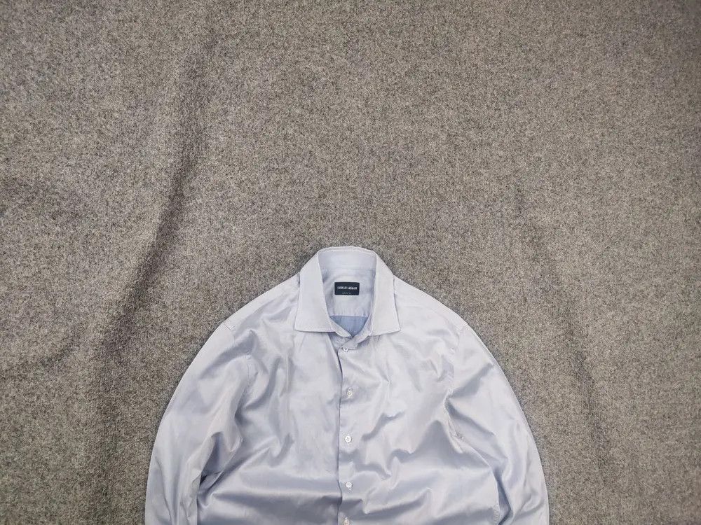 Giorgio Armani Giorgio Armani Design with Light blue thin Long sleeve shirt Size US M / EU 48-50 / 2 - 1 Thumbnail