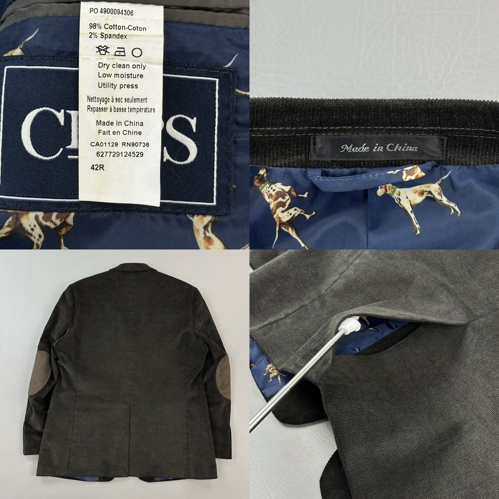 Chaps Chaps Blazer Mens 42R Brown Corduroy Dog Print Liner Elbow Patch Sport Coat Shirt Jacket? Size 42R - 8 Thumbnail